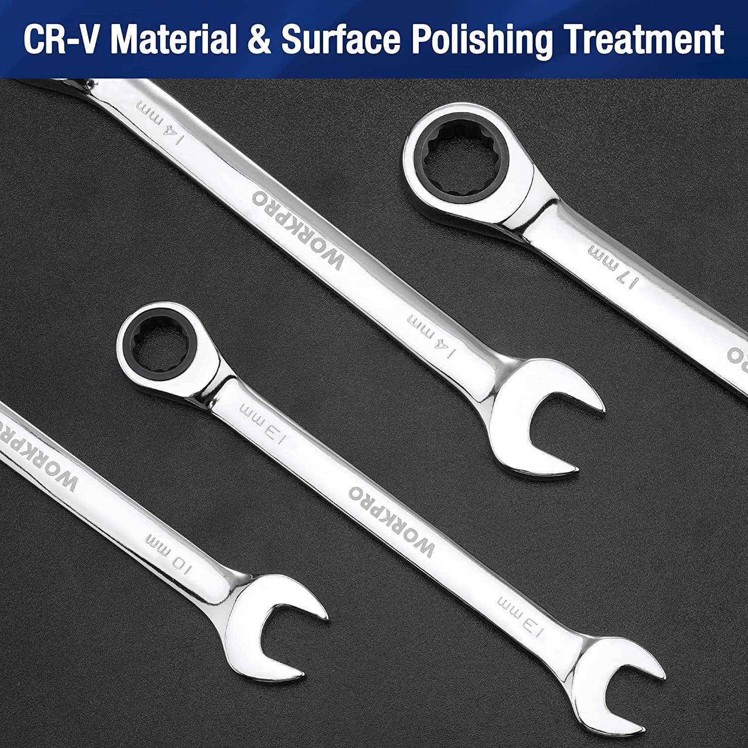 WORKPRO 22-Piece Ratcheting Combination Wrench Set 72 Teeth - Inhomebuy