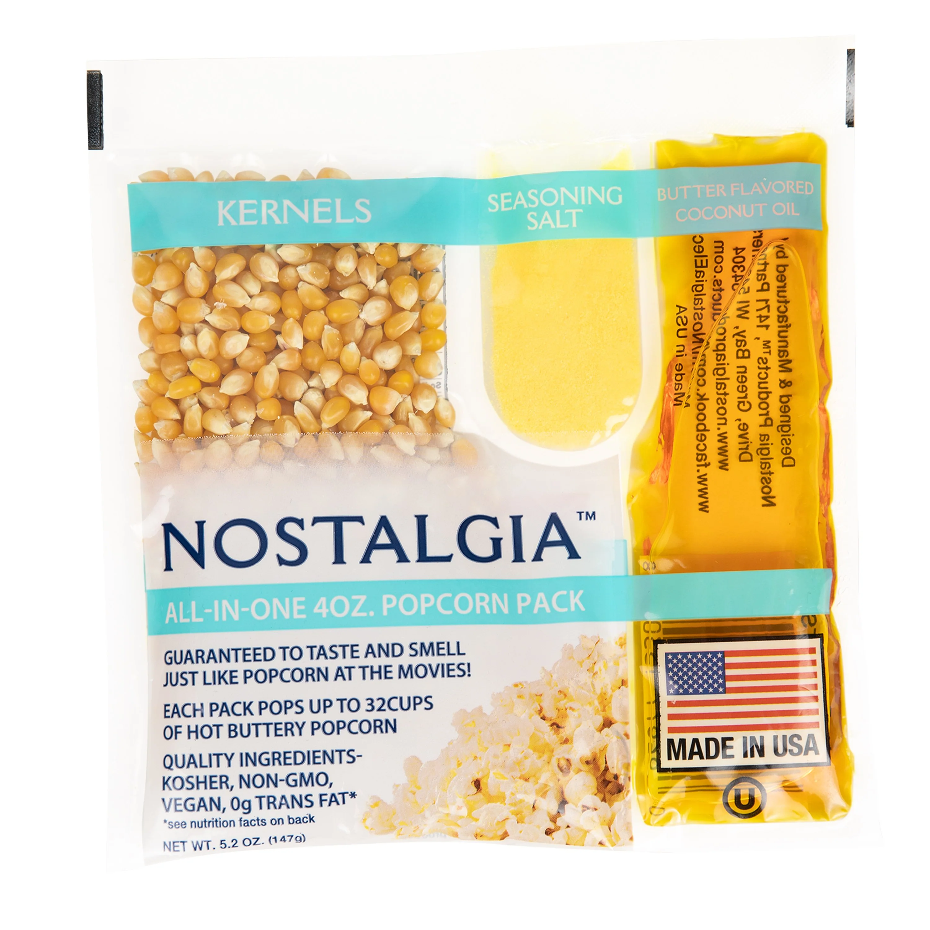 Best Tasting Premium 4-Ounce Popcorn, Oil & Seasoning Salt All-In-One Packs - 24 Count - Inhomebuy