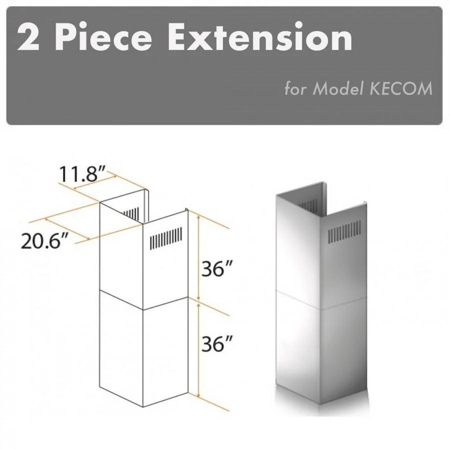 ZLINE 2 Piece Chimney Extension for 12ft Ceiling (2PCEXT-KECOM) - Inhomebuy