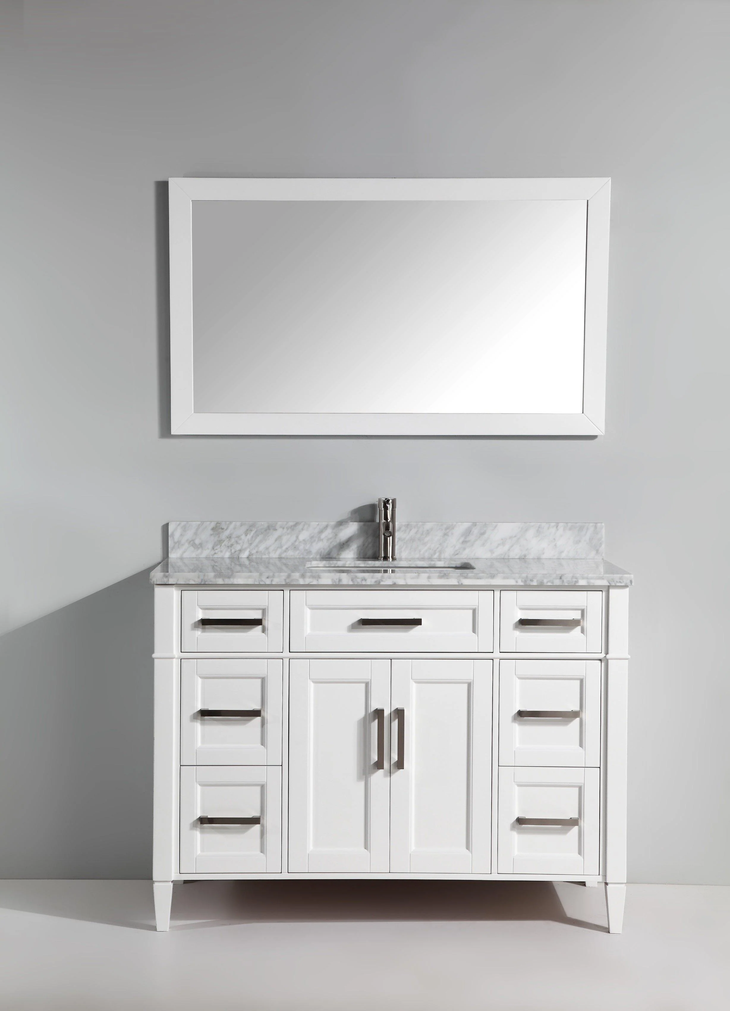 Vanity Art 60 in. Single Sink Vanity in Carrara Marble & Mirror - White, VA2060W - Inhomebuy