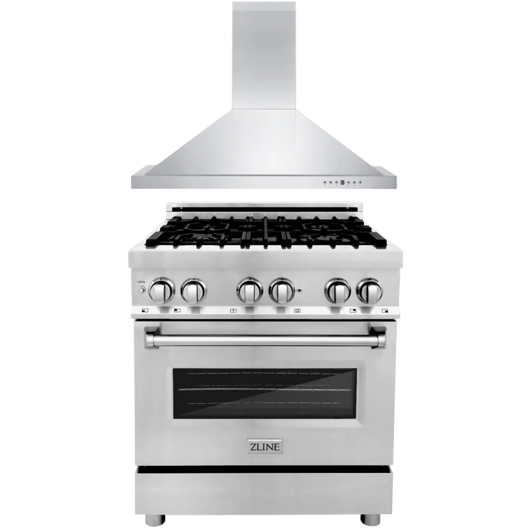 ZLINE Kitchen and Bath Appliance Package 2 Piece Bundle - 30 in. Dual Fuel Range & 30 in. Range Hood, AB-RA30 - Inhomebuy