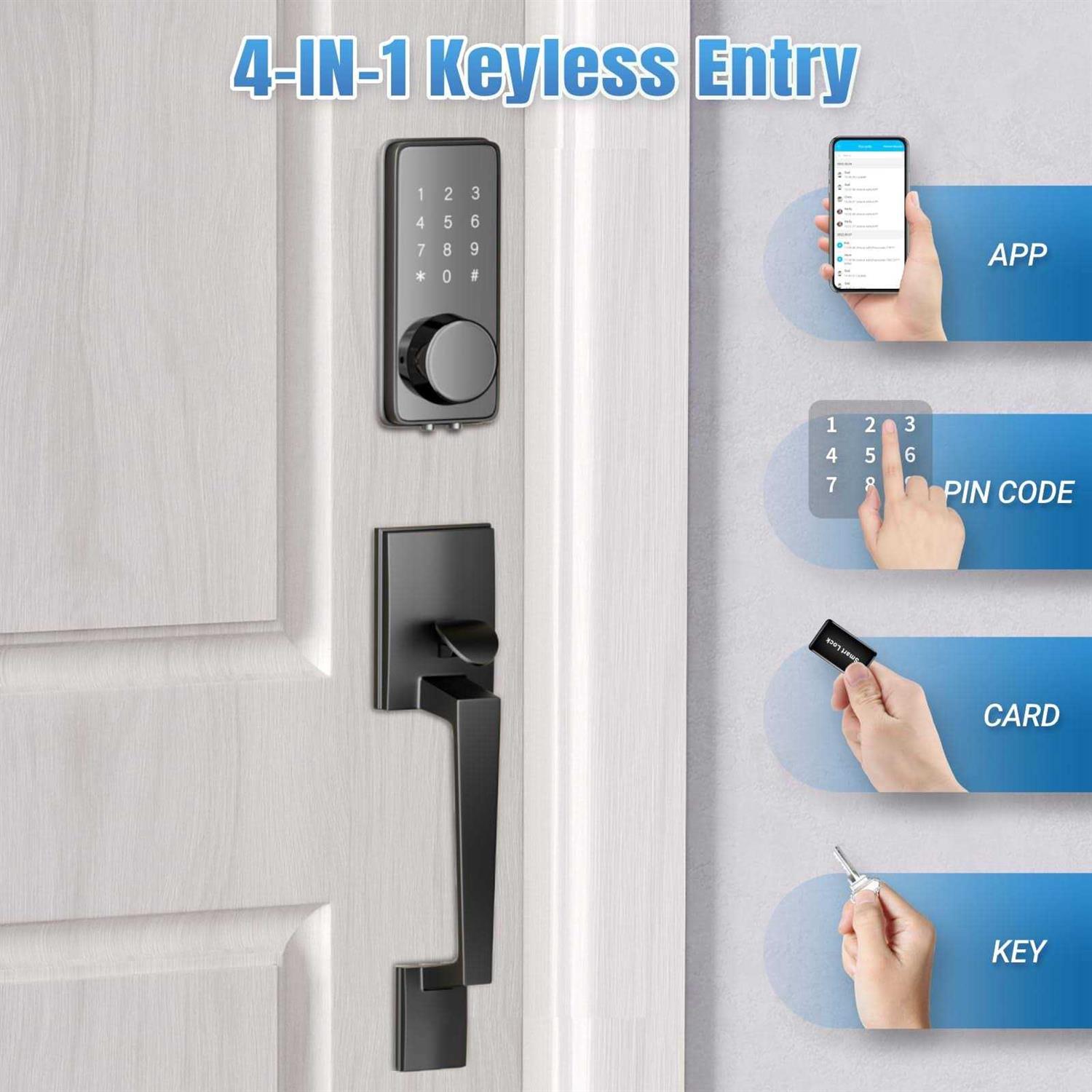 Front Door Lock Set ADIUIVE Fingerprint Keyless Entry Door Lock with Handle - Inhomebuy
