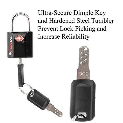 Forge Red 4 Pack TSA Approved Luggage Locks Ultra-Secure Dimple Key Travel Locks with Zinc Alloy Body - Inhomebuy