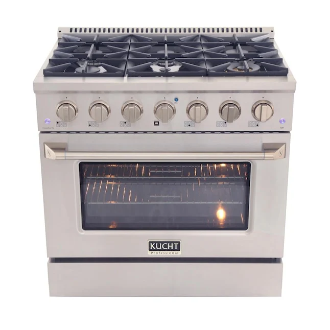 Kucht Professional 36 in. 5.2 cu ft. Natural Gas Range & Range Hood Package, AP-KNG361-S - Inhomebuy