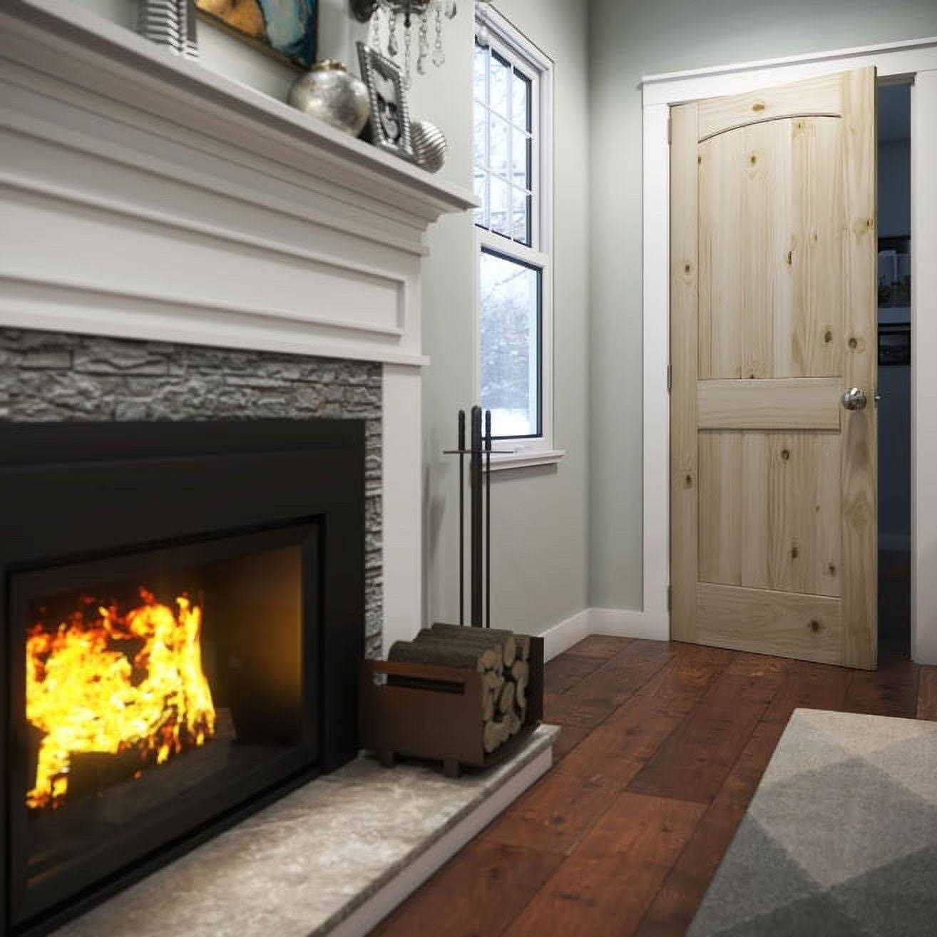 EightDoors 80 x 2 Panel V-Grooved Arch Top Knotty Pine Unfinished Solid Wood Core Door - Inhomebuy