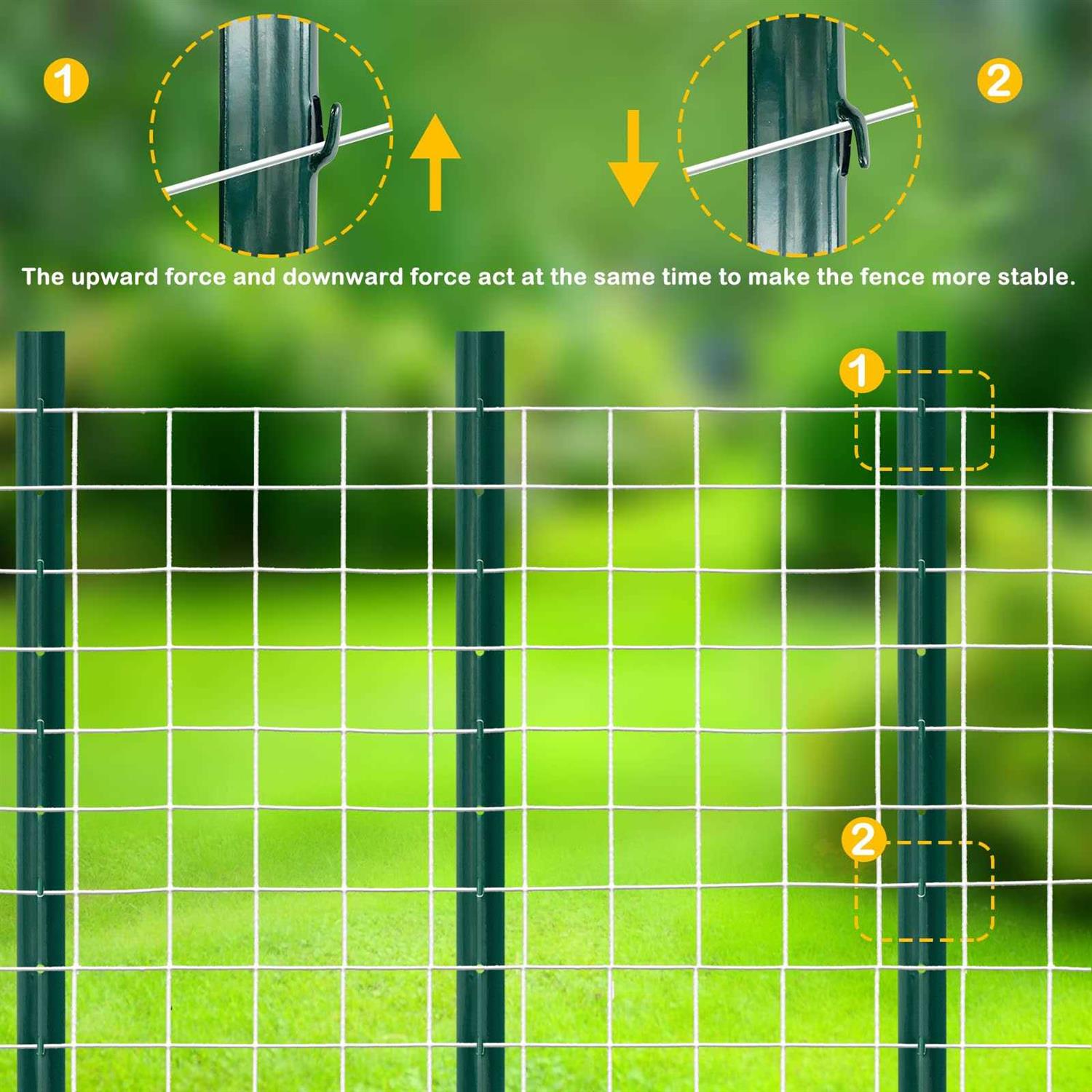 XYADX Metal Fence Post Heavy Duty Garden Fence Post for Holding Wire Fence - Inhomebuy