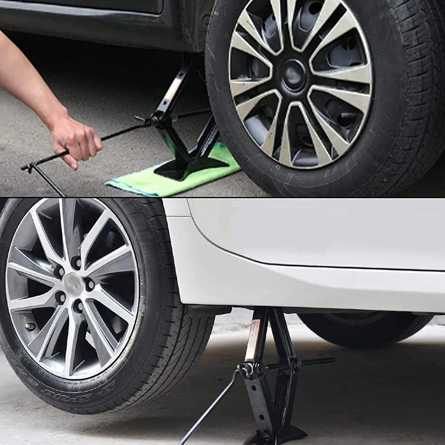 2 Ton Scissor Jack Auto Tire Repair Rustproof Tools Kit Lift Kit - Inhomebuy