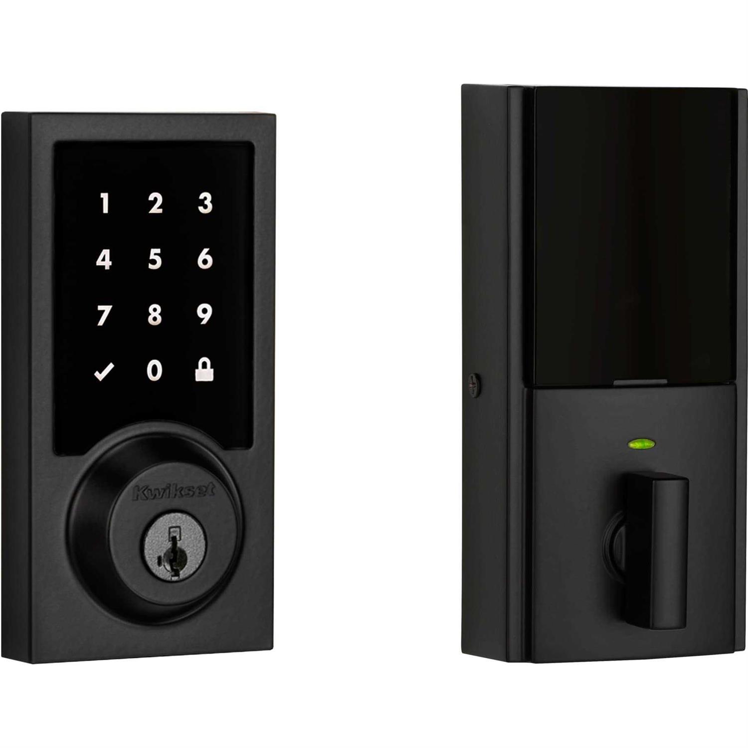 Kwikset SmartCode 915 Touchscreen Venetian Bronze Single Cylinder Electronic Deadbolt with Avalon Handleset and Tustin Lever - Inhomebuy