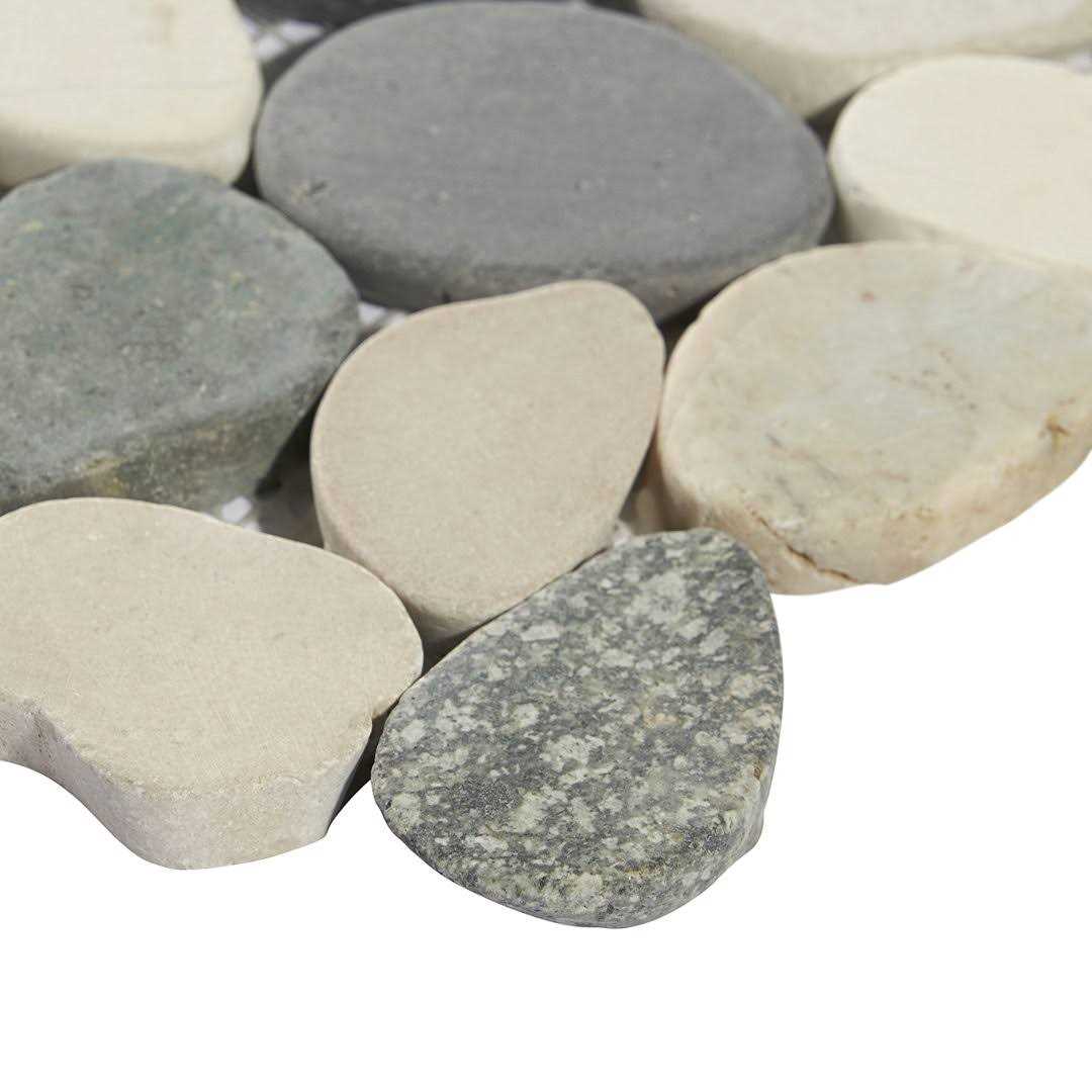 Countryside Sliced Round 11.81 in. x 11.81 in. Nature Stone Pebble Mosaic Floor and Wall Tile Ivy Hill Tile - Inhomebuy