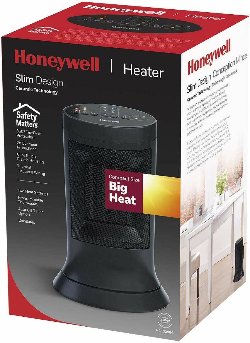 Honeywell Ceramic Heater |HCE309BC| Slim Mini-Tower - Inhomebuy