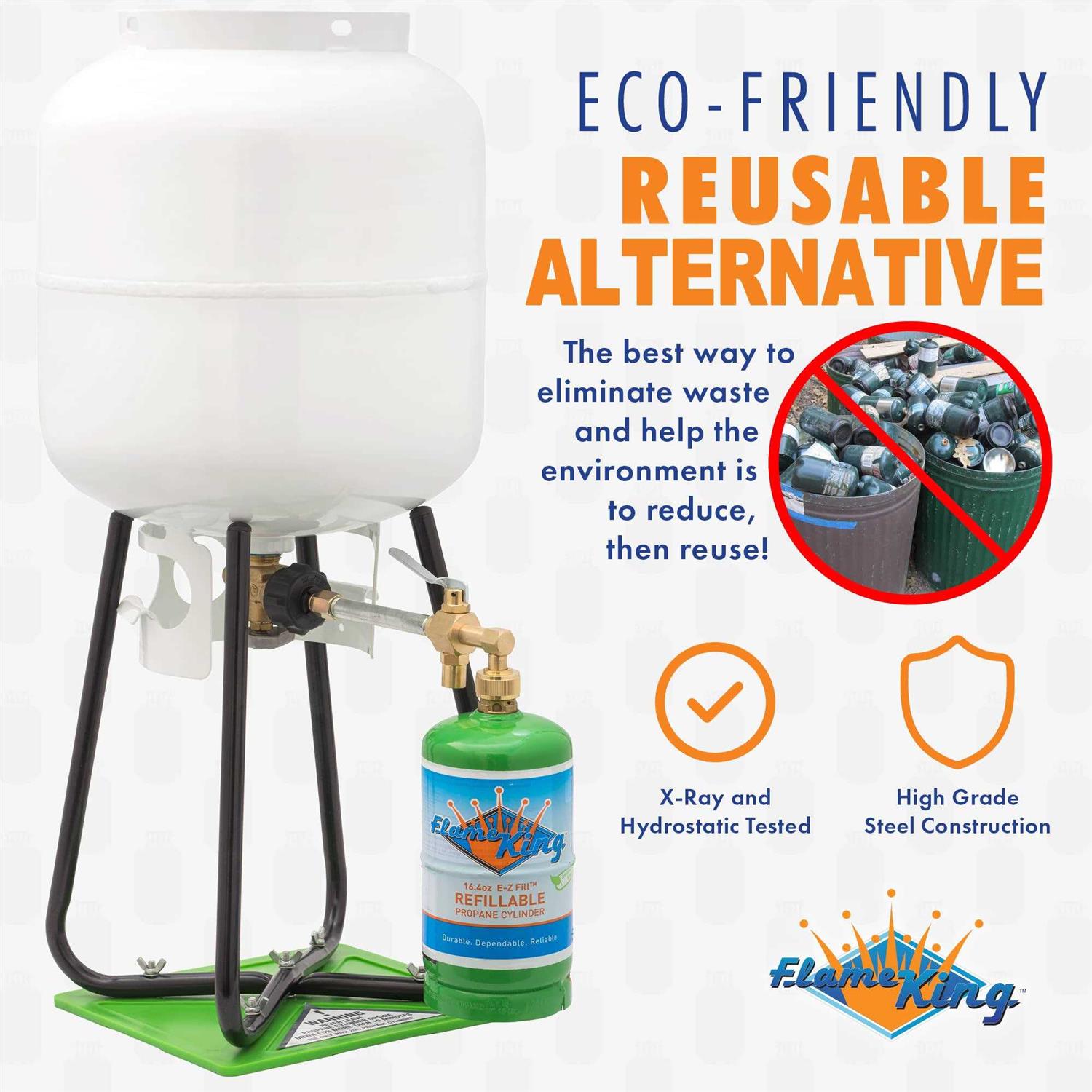 Flame King Refillable 1LB Empty Propane Cylinder Tank Reusable - Inhomebuy