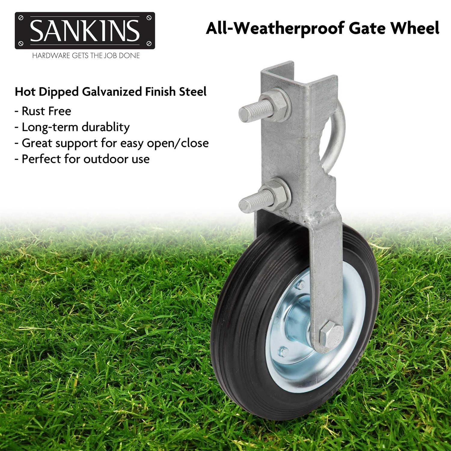 SANKINS Gate Helper Wheel for Supporting Metal Swing Gates with 1-5/8 Thru 2 Gate Frames - Inhomebuy