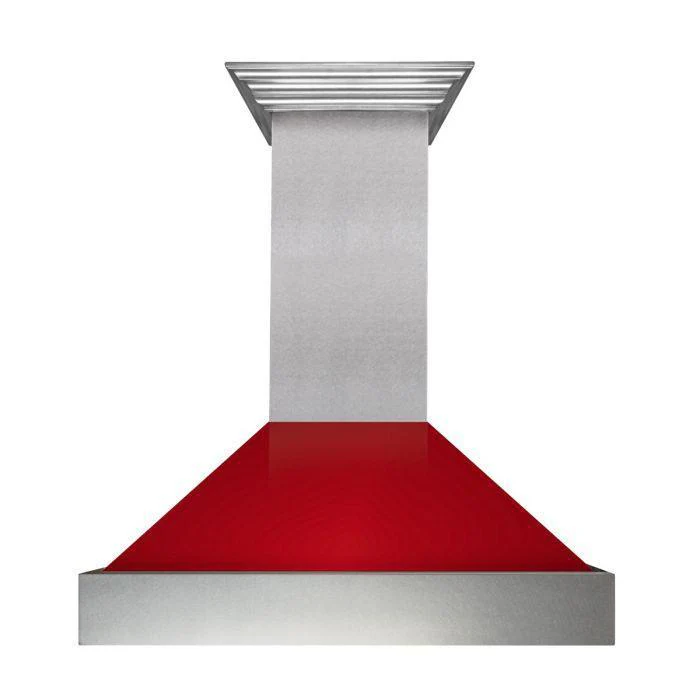 ZLINE 48 in. Ducted DuraSnow® Stainless Steel Range Hood with Red Gloss Shell, 8654RG-48 - Inhomebuy
