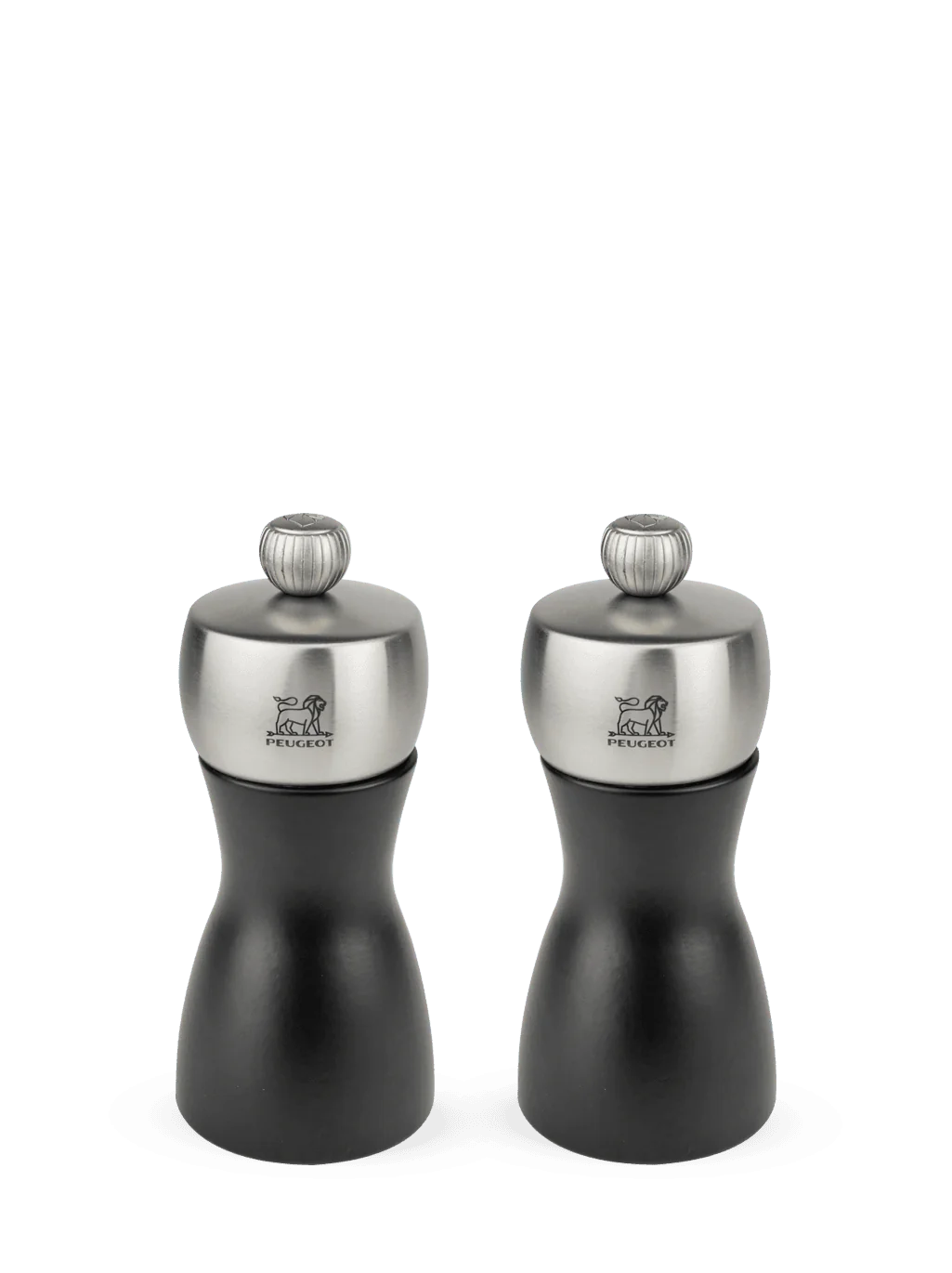 Peugeot Fidji Set Pepper and Salt Mill in Black Wood/Stainless 12 cm - 5in - Inhomebuy