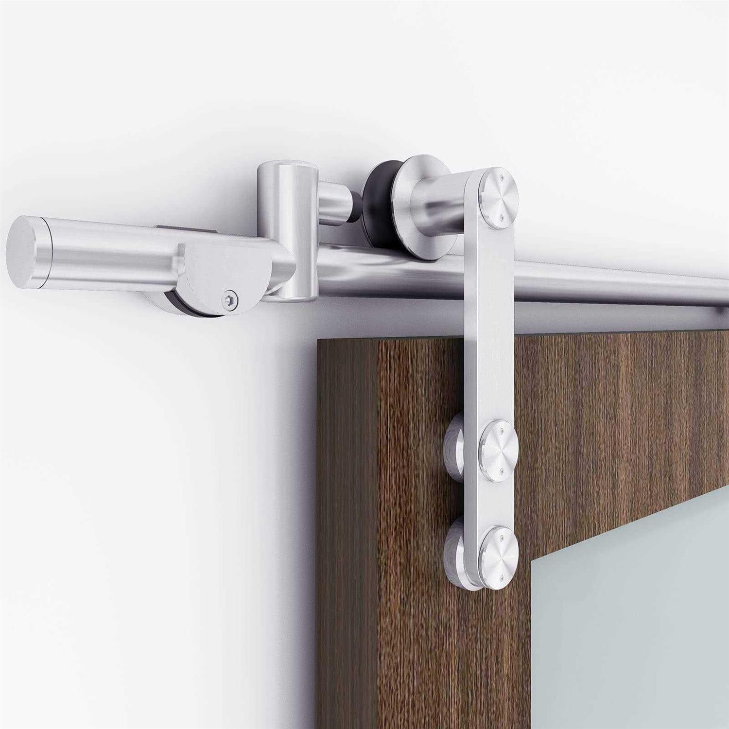 EaseLife 6.6 FT Brushed Nickel Sliding Barn Door Hardware Track Kit,Basic J Pulley,Heavy Duty,Slide Smoothly Quietly,Easy Install - Inhomebuy