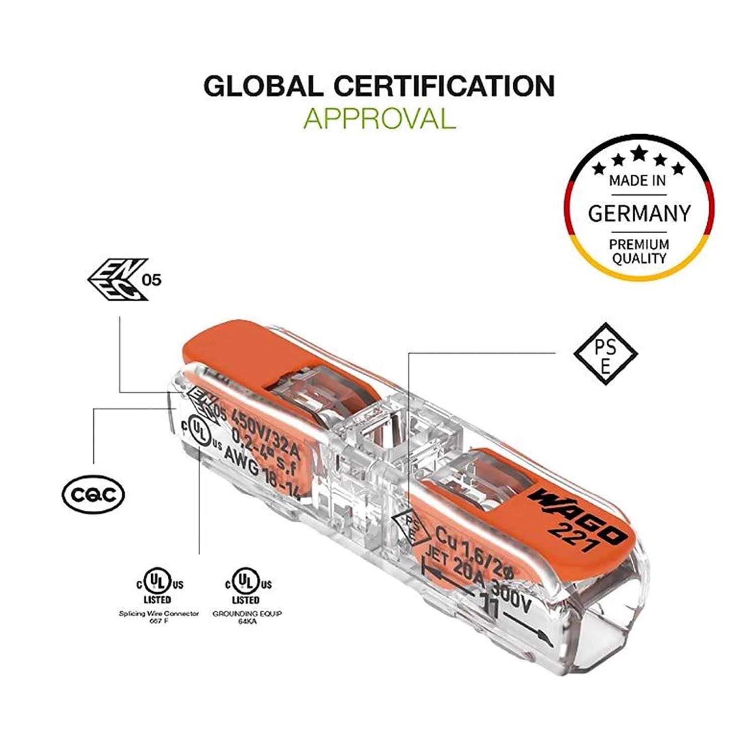 WAGO 221-2401 Lever-Nuts Inline 2 Wire Splicing Connectors - Inhomebuy