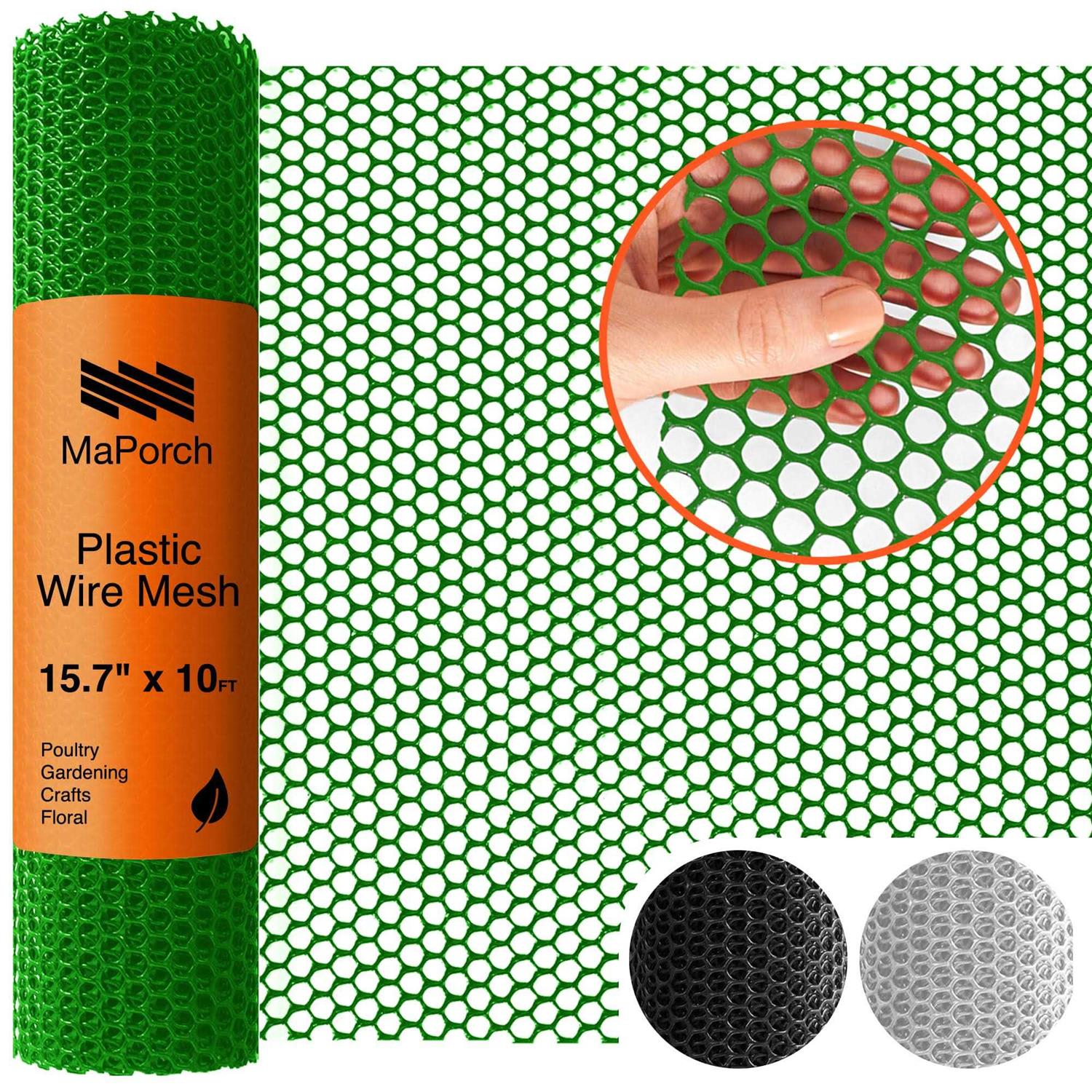 Maporch Upgraded 157in X 10ft Green Plastic Chicken Wire Fence Mesh - Inhomebuy
