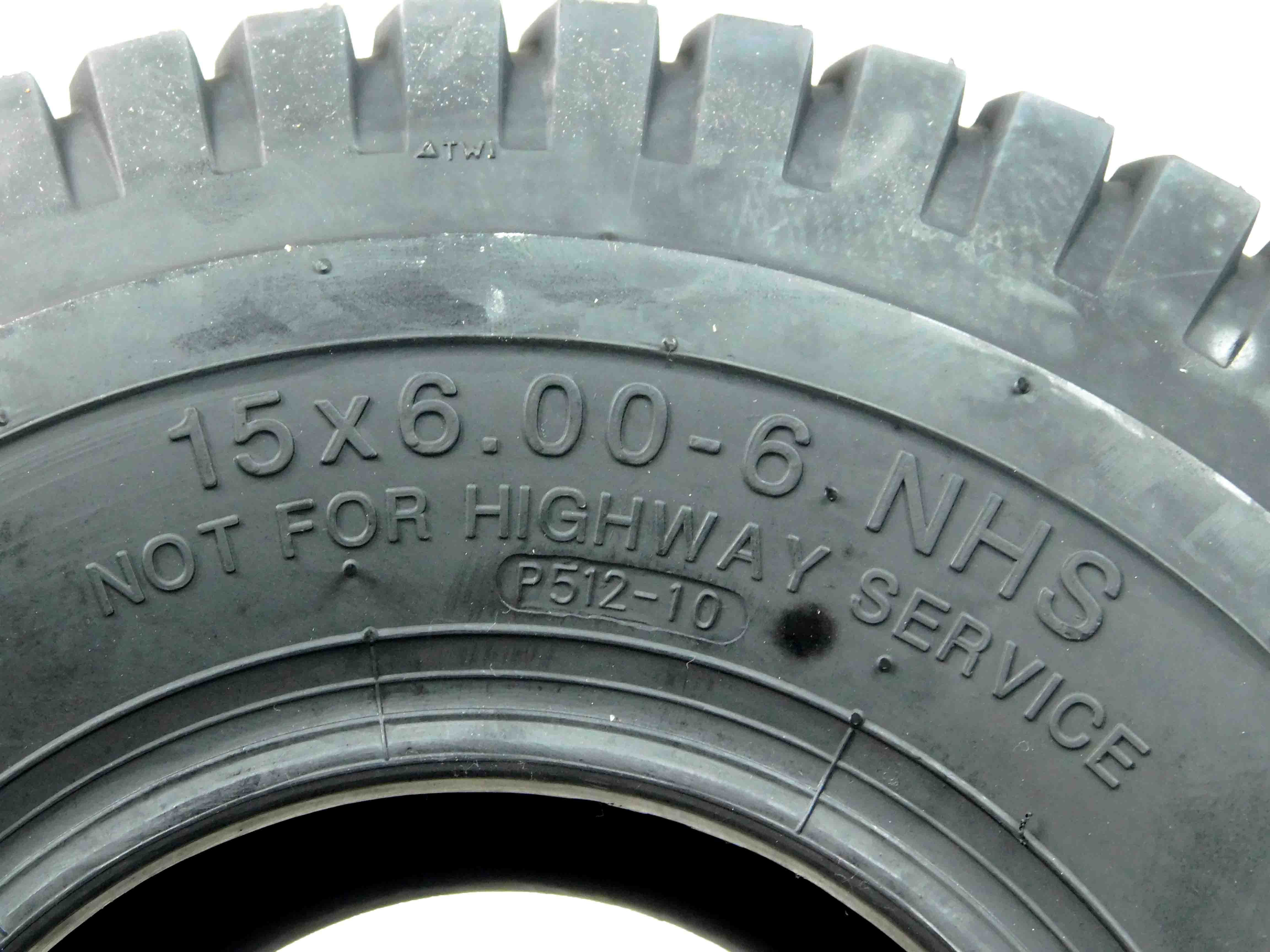 MASSFX 15x6-6 Lawn Mower and Turf Single Tire - 4 Ply, 1/4