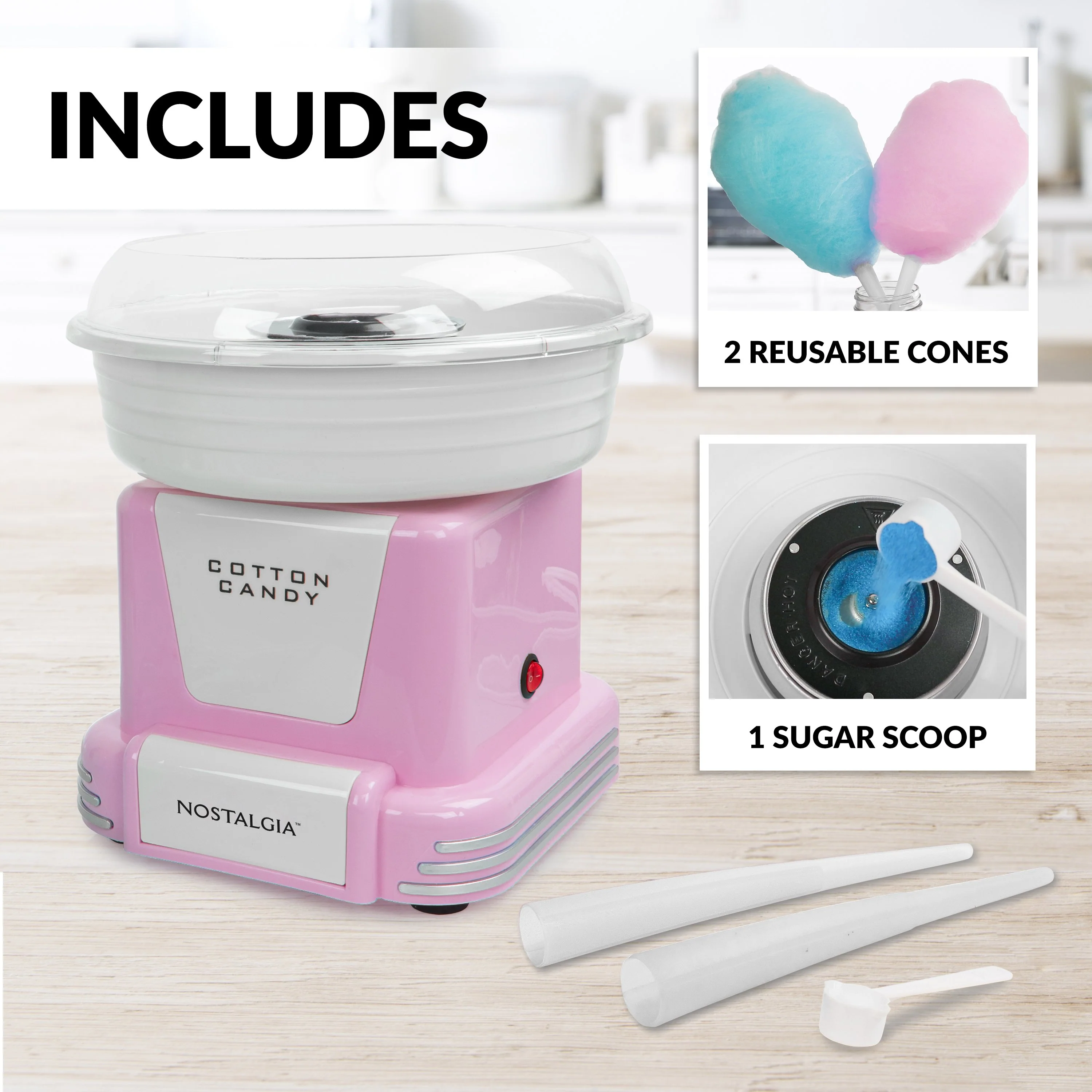 Hard & Sugar-Free Candy Cotton Candy Maker, Pink - Inhomebuy