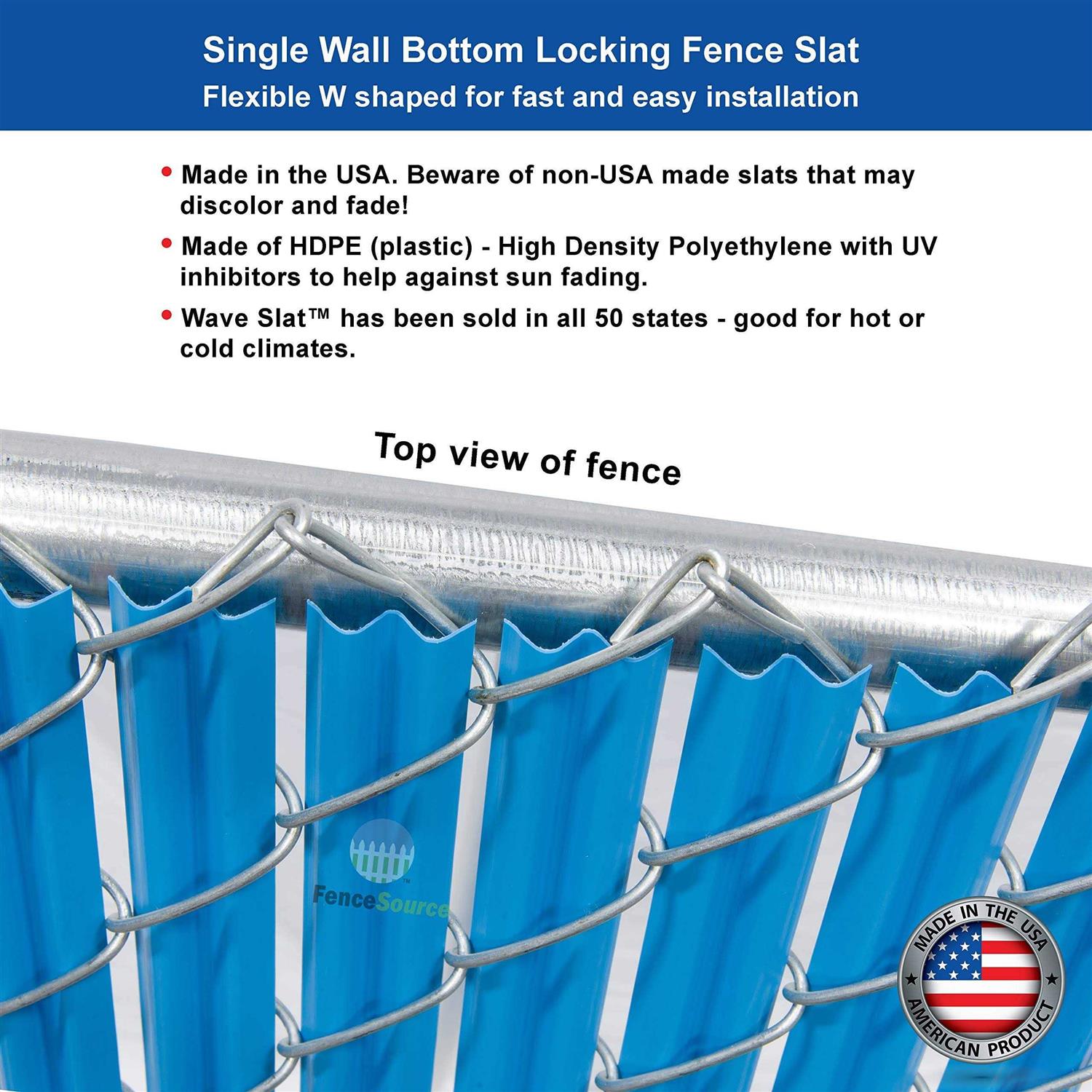 Fencesource Wave Slat Single Wall Bottom Locking Privacy Slat for 4 5 6 7 and 8 Chain Link Fence - Inhomebuy