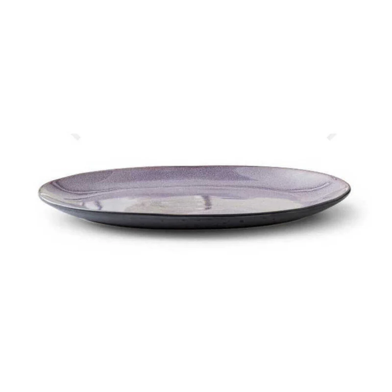 Stoneware Dish 25x36cm Black Lilac - Inhomebuy