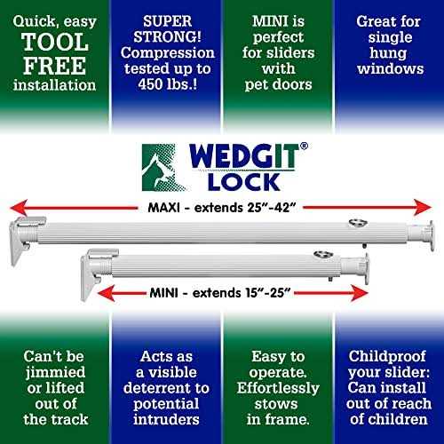 Wedgits Wedgit White Maxi Twist Tight Adjustable Sliding Window & Door Security Bar extends from 25 to 42 - Inhomebuy