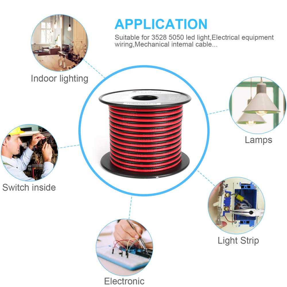 Tyumen 100ft Gauge 2pin 2 Color Red Black Cable Hookup Electrical Wire LED Strips Extension Wire 12v/24v DC Cable - Inhomebuy