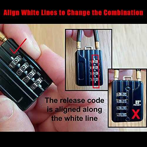 RESET-200 4 Digit Combination Padlock Steel Cable,Cable Lock for Locker Luggage Suitcase Gun Case Toolbox Helmet - Inhomebuy