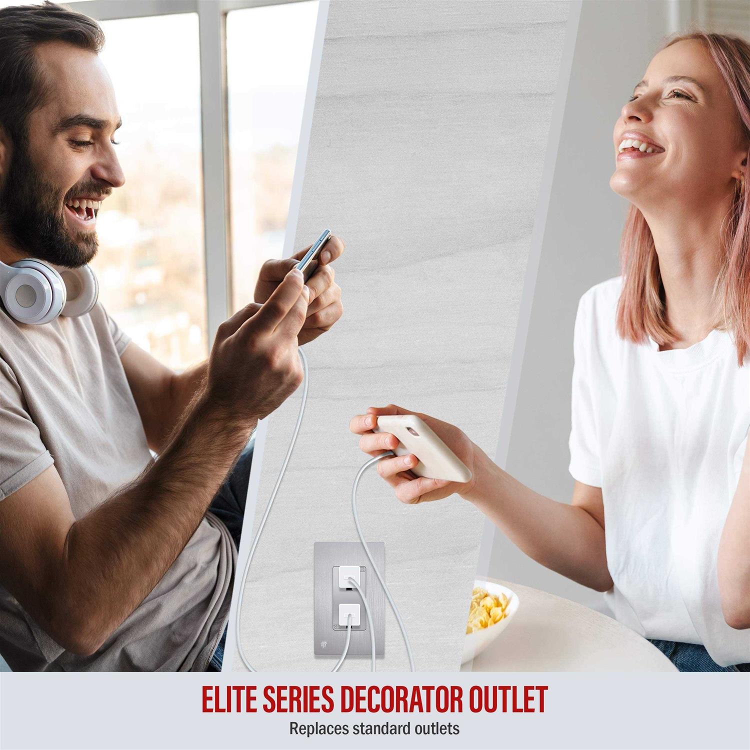 Enerlites Elite Series Decorator Light Switch with Brushed Screwless Wall Plate - Inhomebuy