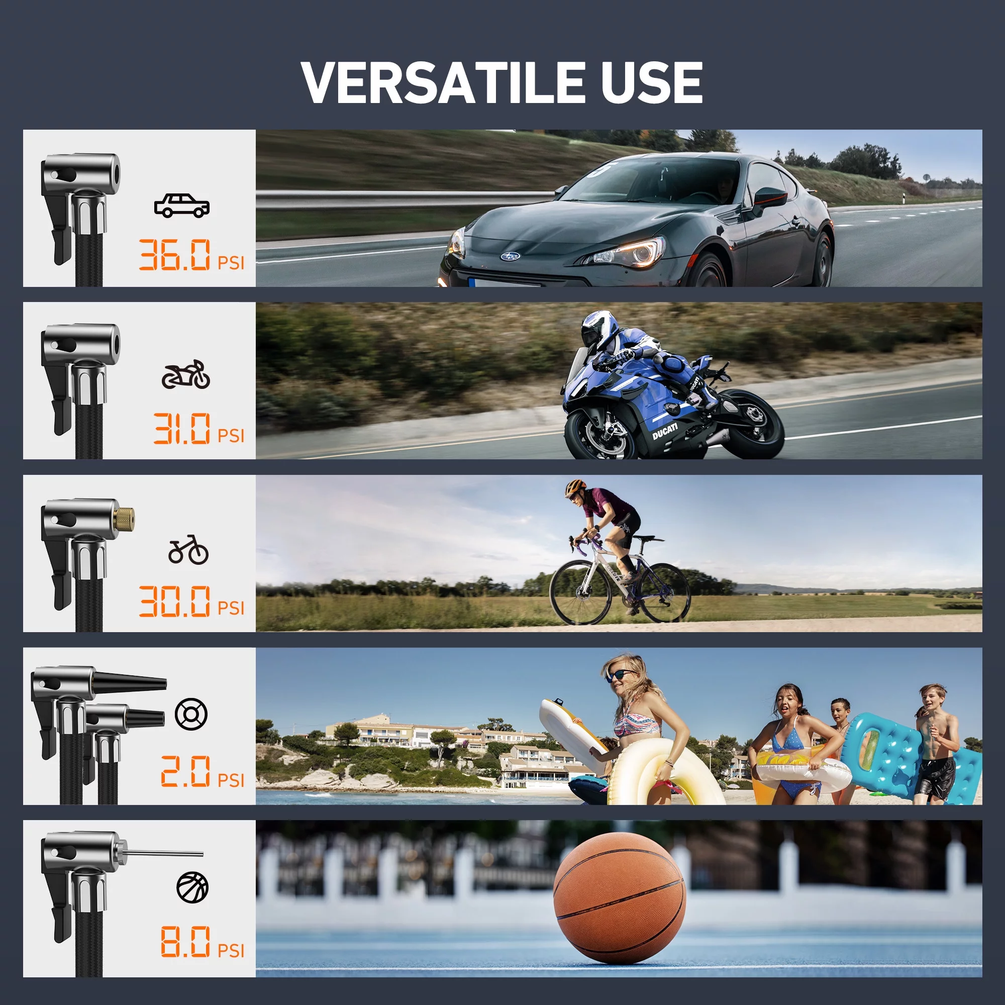 150 PSI Tire Inflator, Car Tire Air Pump 12V DC, AstroAI Portable Air Compressor for Tires - Inhomebuy