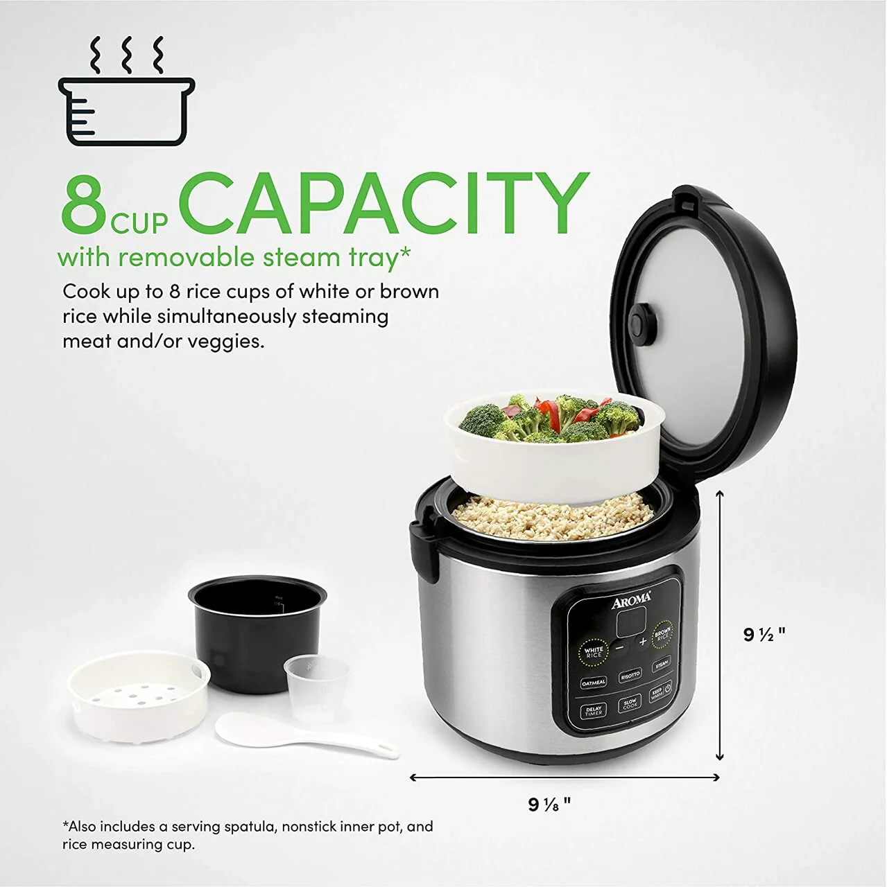 Aroma Rice Cooker 4 Cups, s/s, Digital | ARC-994SB - Inhomebuy