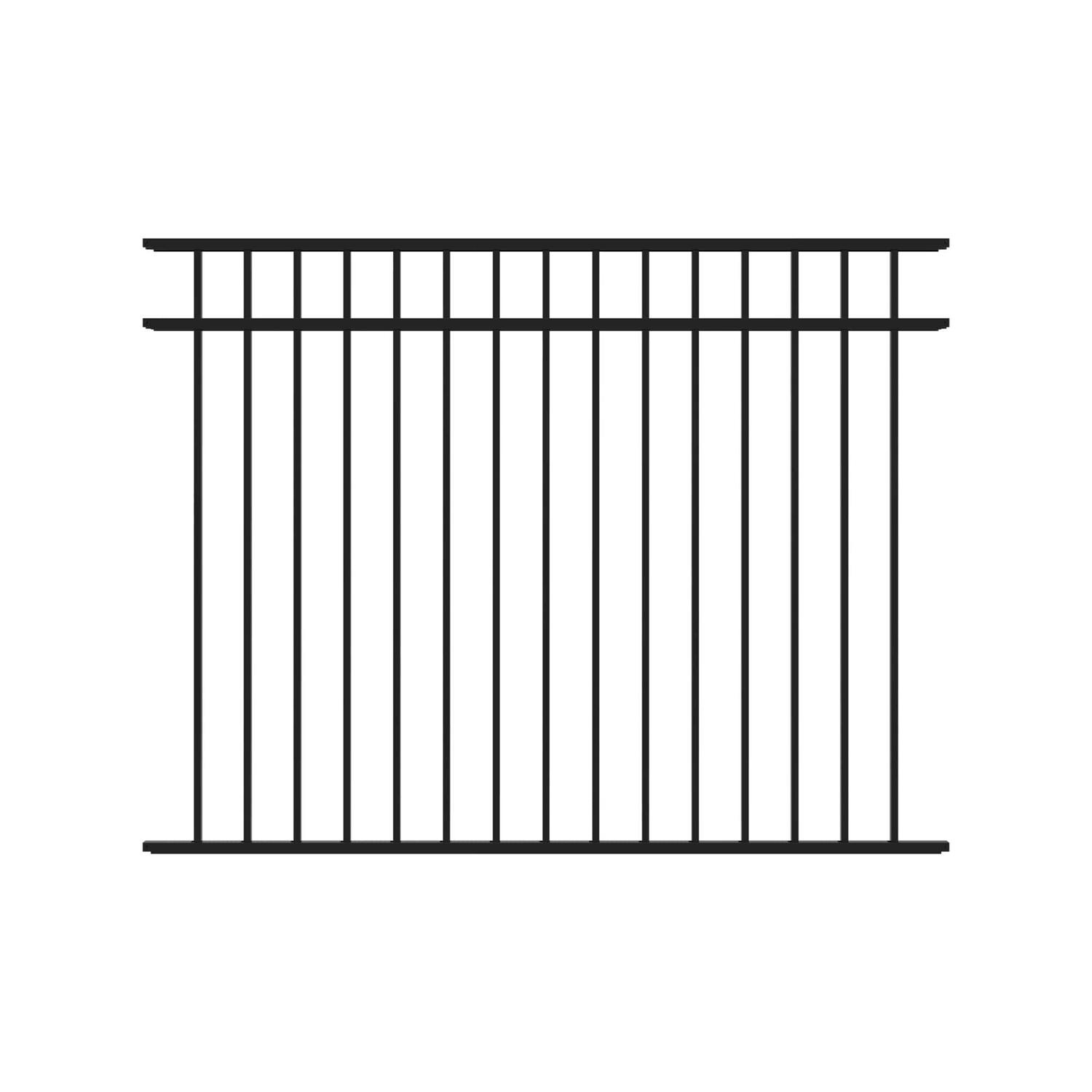 Fortress Athens H x 6-ft W Gloss Black Aluminum Flat Top and Bottom Fence Panel - Inhomebuy