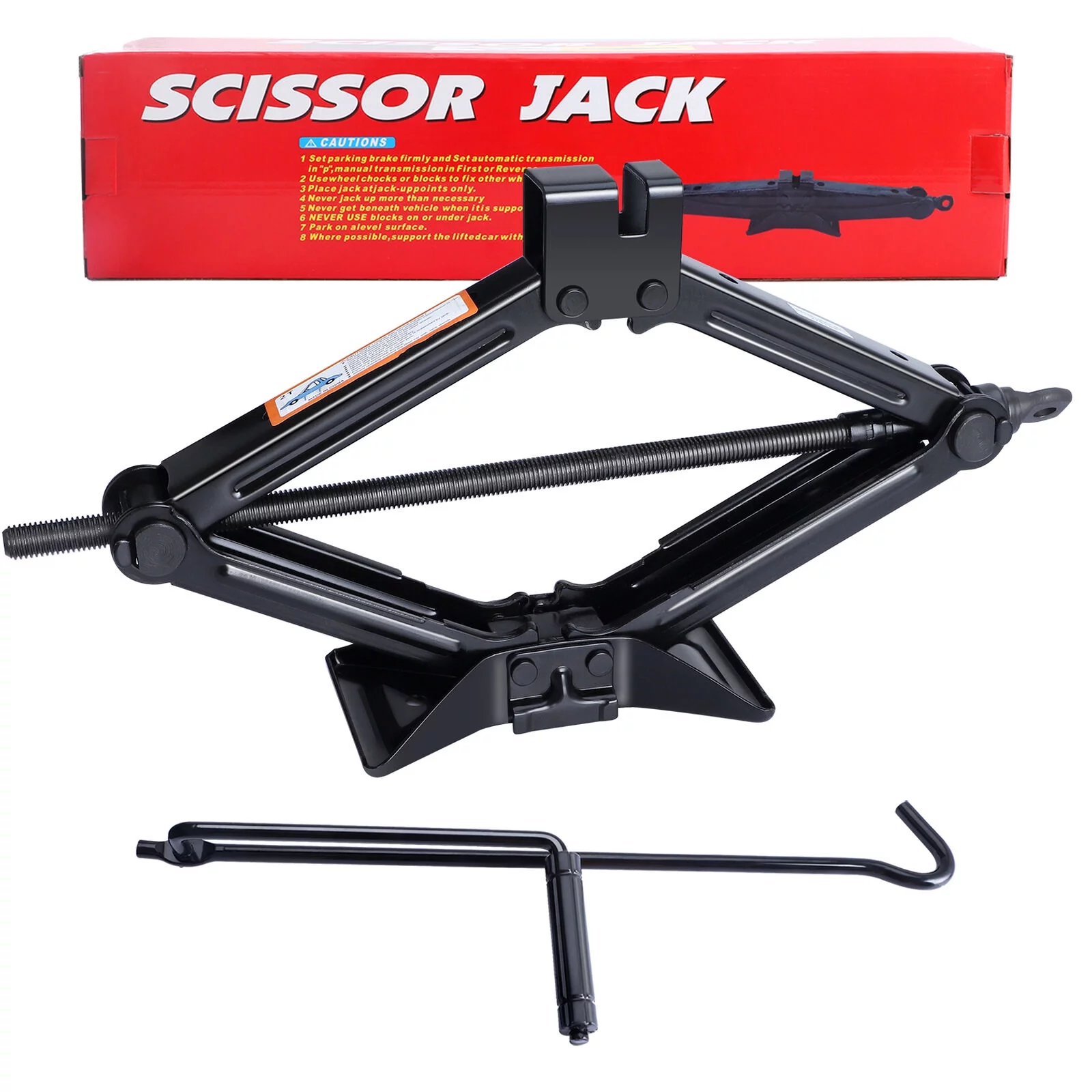 2 Ton Scissor Jack Auto Tire Repair Rustproof Tools Kit Lift Kit - Inhomebuy