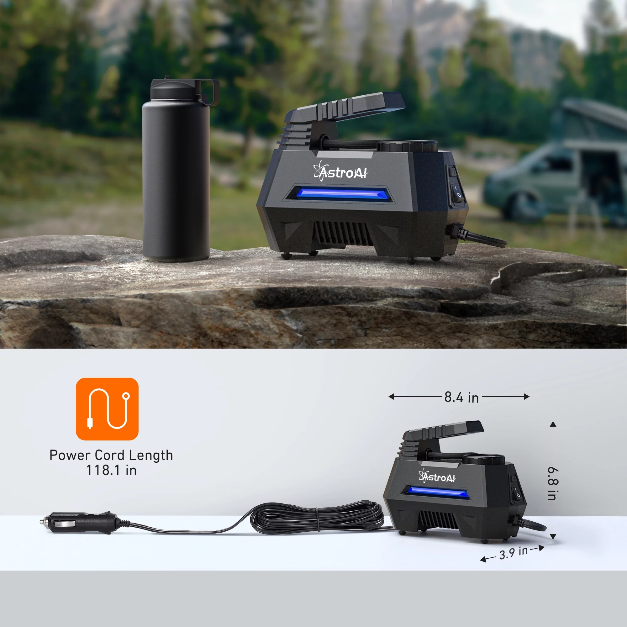 Car Tire Inflator 100 PSI, Electric Tire Compressor, Inflatables Air Car Pump, Yellow - Inhomebuy