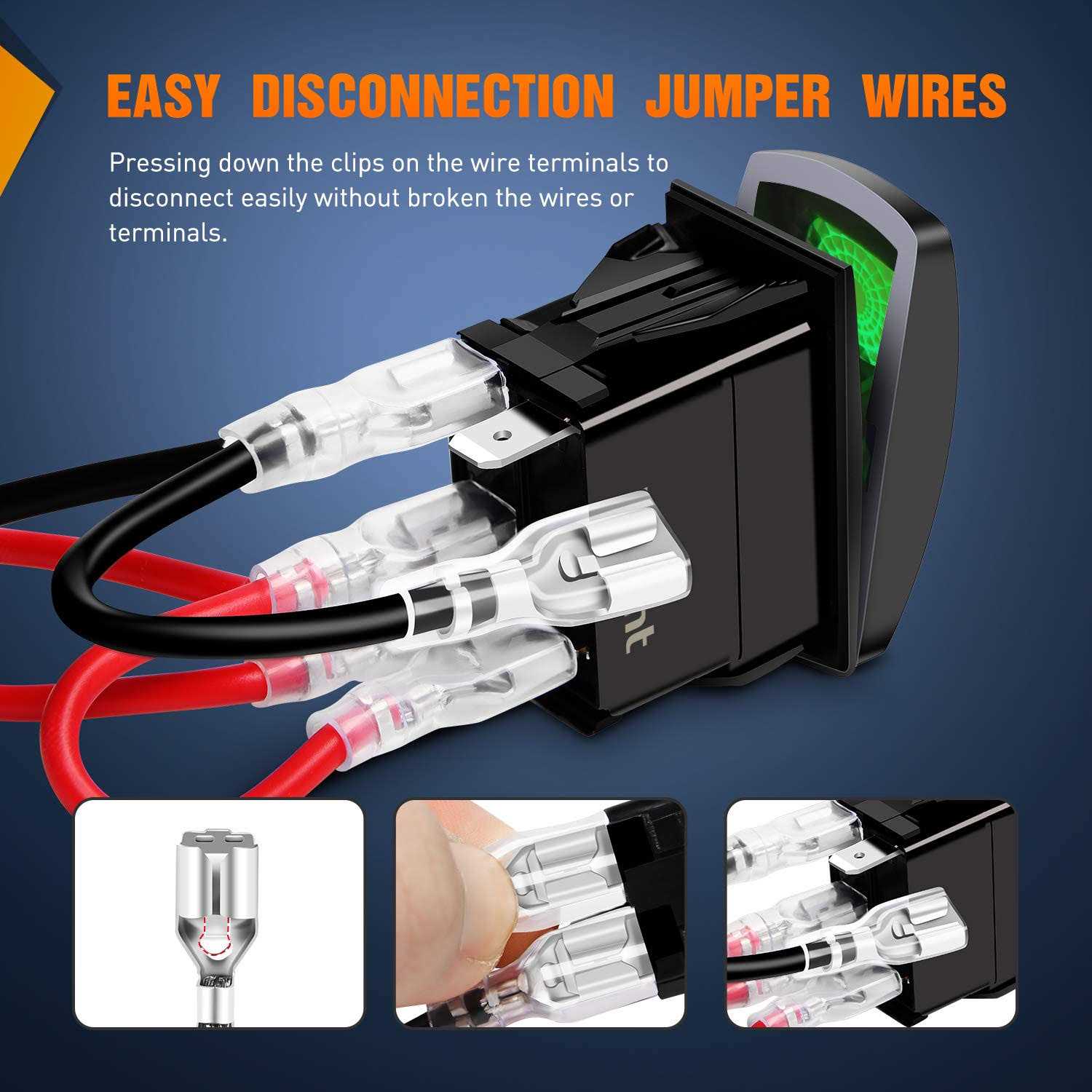 Nilight 6 Pack Rocker Switches with Night Glow Stickers 5 Pin SPST Rocker Switches - Inhomebuy