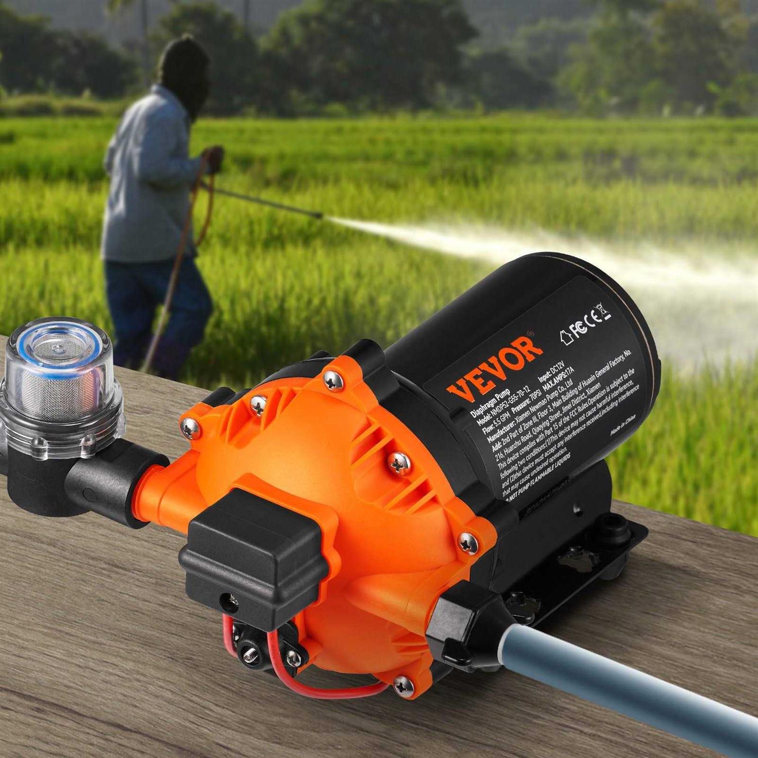 VEVOR 12V Water Pressure Diaphragm Pump Self-Priming Pump 55 PSI 3.5 GPM Boat RV - Inhomebuy