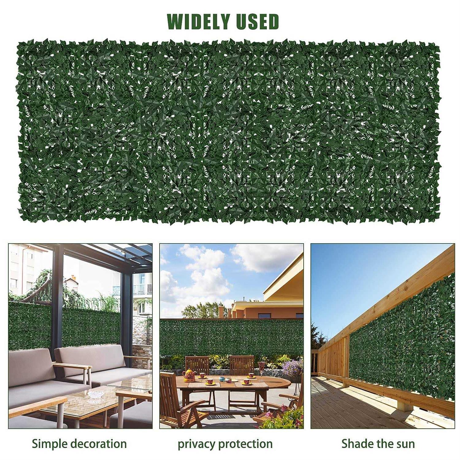 Faux Ivy Fence Privacy Screen Outdoor Expandable Artificial Greenery Roll Fake Hedge Wall Patio - Inhomebuy