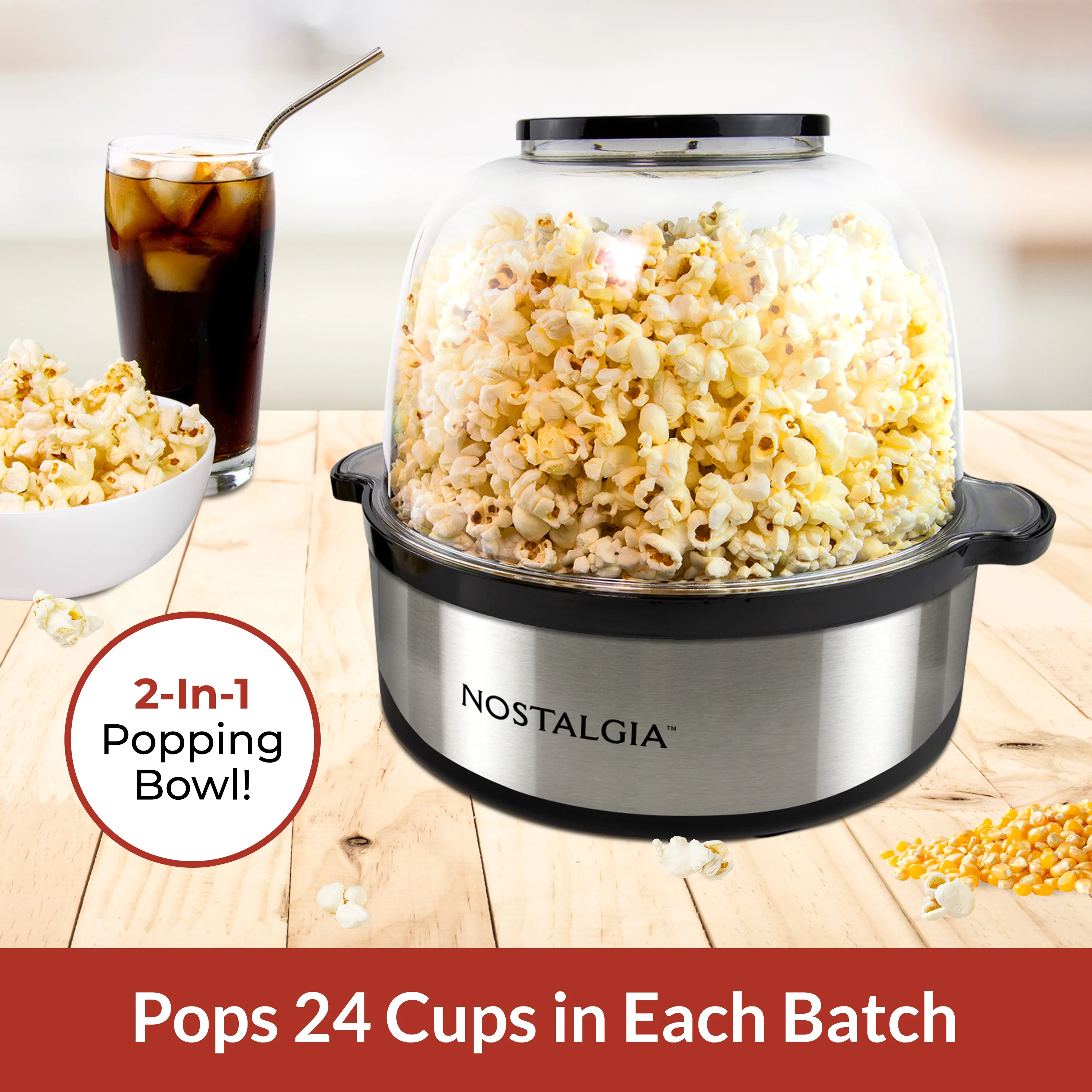 Nostalgia 6-Quart Stainless Steel Stirring Speed Popcorn Popper - Inhomebuy