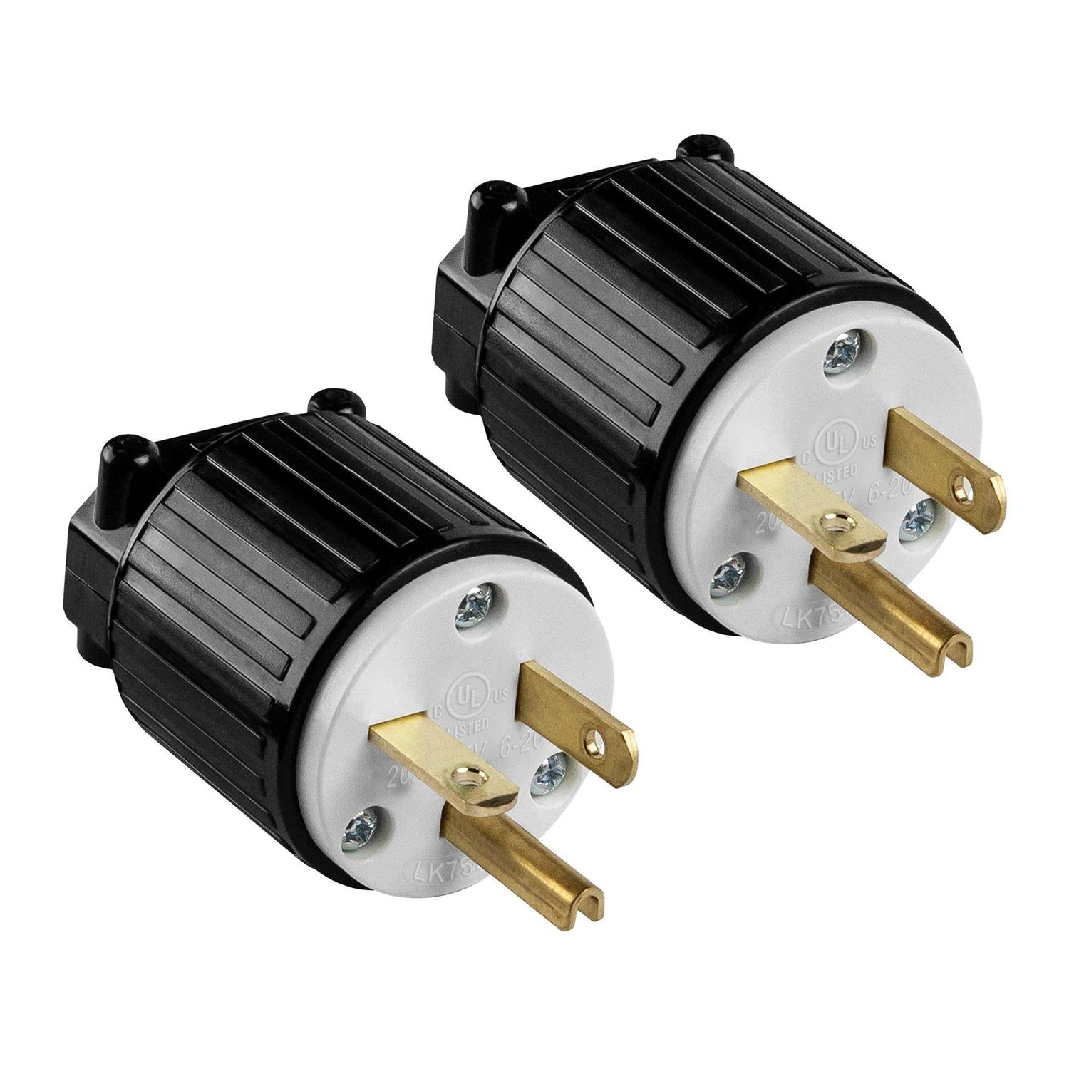 Enerlites Nema 6-15p Straight Blade Replacement Plug Connector Male Extension Cord Ends 66220-BK - Inhomebuy