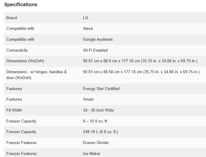 LG 36 IN. 26 CU. FT. STAINLESS-STEEL FRENCH DOOR REFRIGERATOR WITH SMUDGE-RESISTANT FINISH - LFXS269 - Inhomebuy