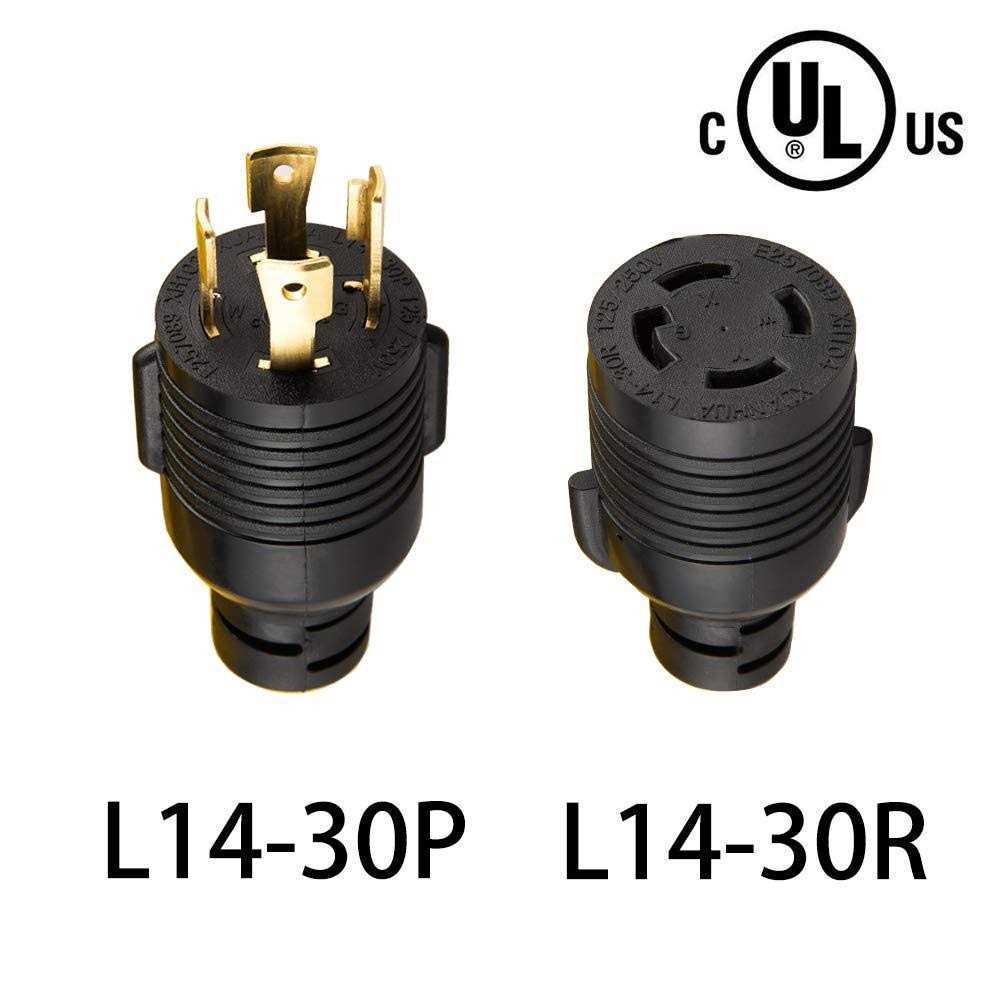 Yodotek Heavy Duty Generator Locking Power Cord NEMA L14-30P/L14-30R,4 Prong 10 Gauge Sjtw Cable - Inhomebuy