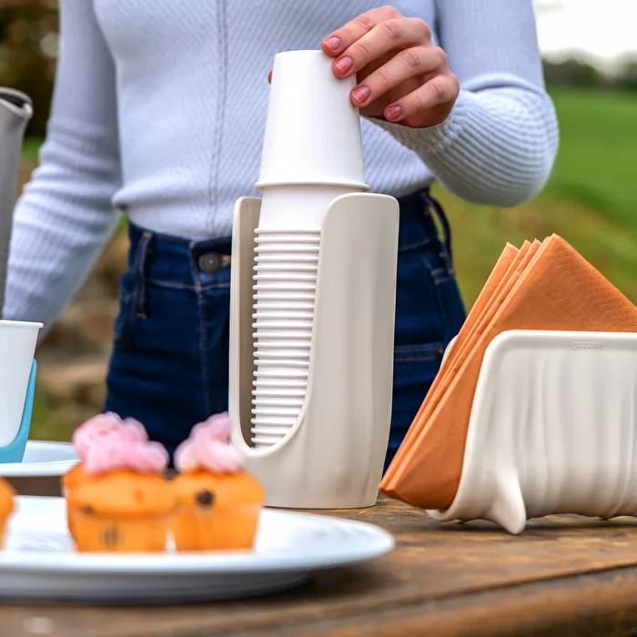 Stacked Cup Holder ''Tierra'' White Milk - Inhomebuy