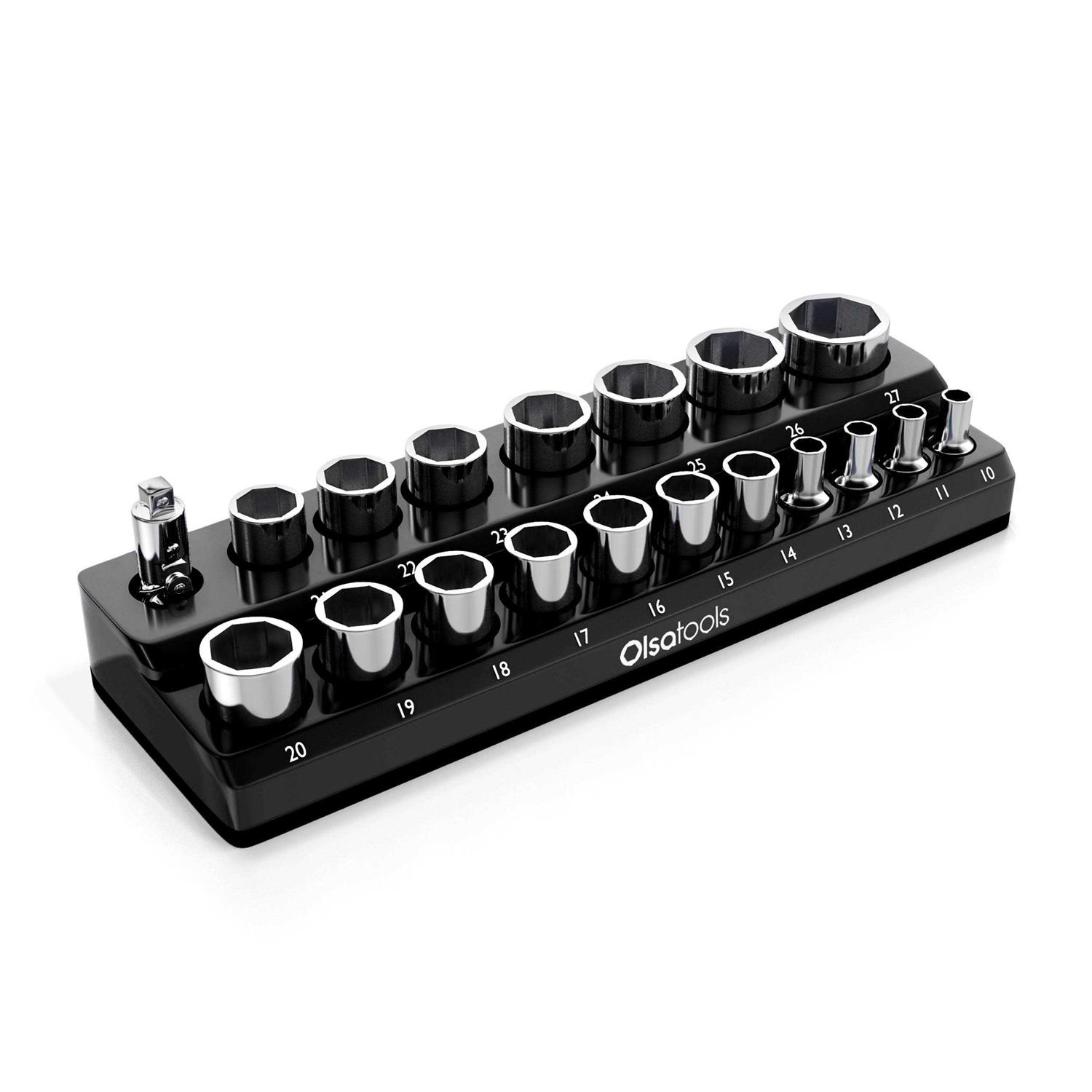Olsa Tools Magnetic Socket Organizer Socket Holder 1/2-Inch Drive - Inhomebuy