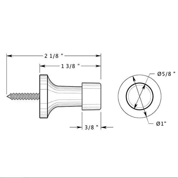 Deltana 1-1/2 Baseboard Door Bumper Solid Brass BDS125 - Inhomebuy