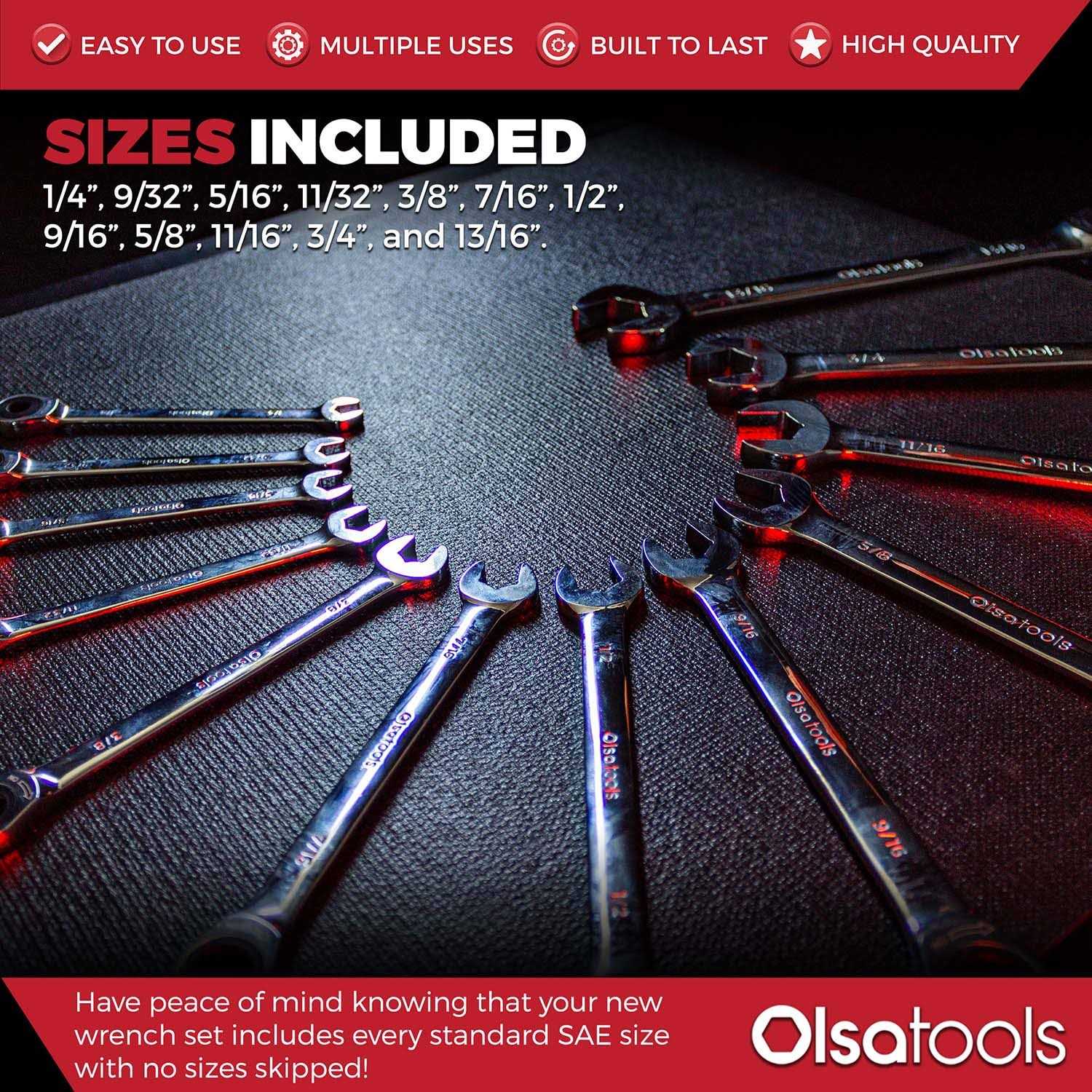 Olsa Tools Magnetic Wrench Holder Organizer Fits SAE 3/8 Thru 15/16 & Metric 10mm Thru 19mm - Inhomebuy