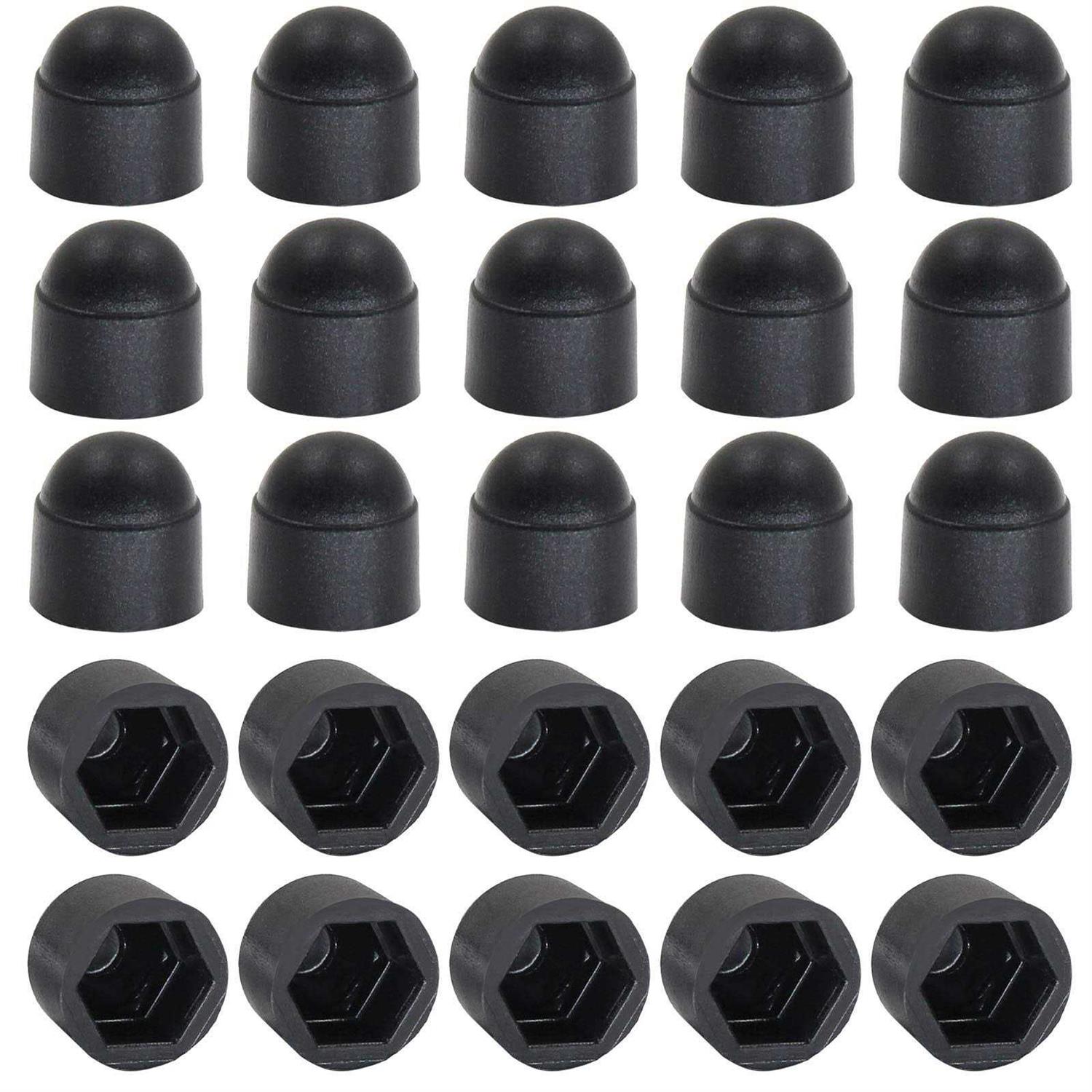 Zorfeter 25 Pcs Hex Head Bolt Covers Dome Plastic Bolt Caps Hexagonal Screw Cover Protection Caps Black - Inhomebuy