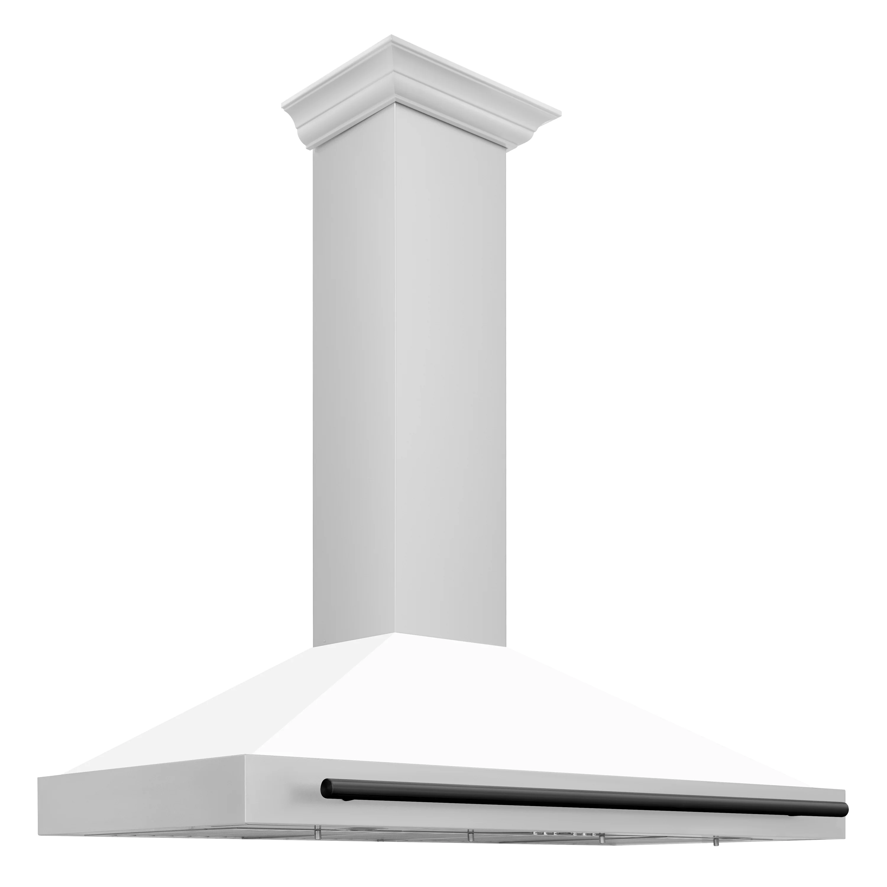 ZLINE 48 Inch Autograph Edition Stainless Steel Range Hood with a White Matte Shell and Matte Black Handle, KB4STZ-WM48-MB - Inhomebuy