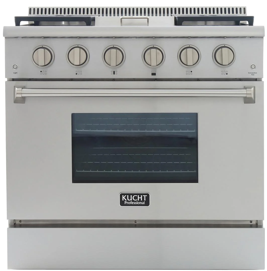 Kucht Professional 36 in. 5.2 cu ft. Natural Gas Range with Griddle and Silver Knobs, KRG3609U-S - Inhomebuy