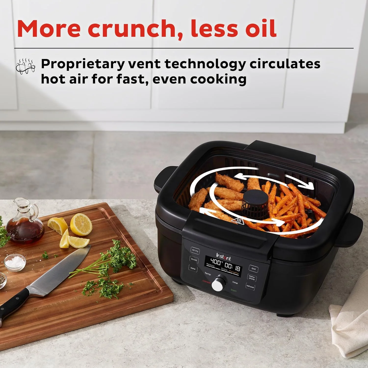 Instant Pot Indoor Grill & Air Fryer: 6-in-1 functions: grill, air fry, bake, broil, roast, dehydrate | 140-8001-01 - Inhomebuy