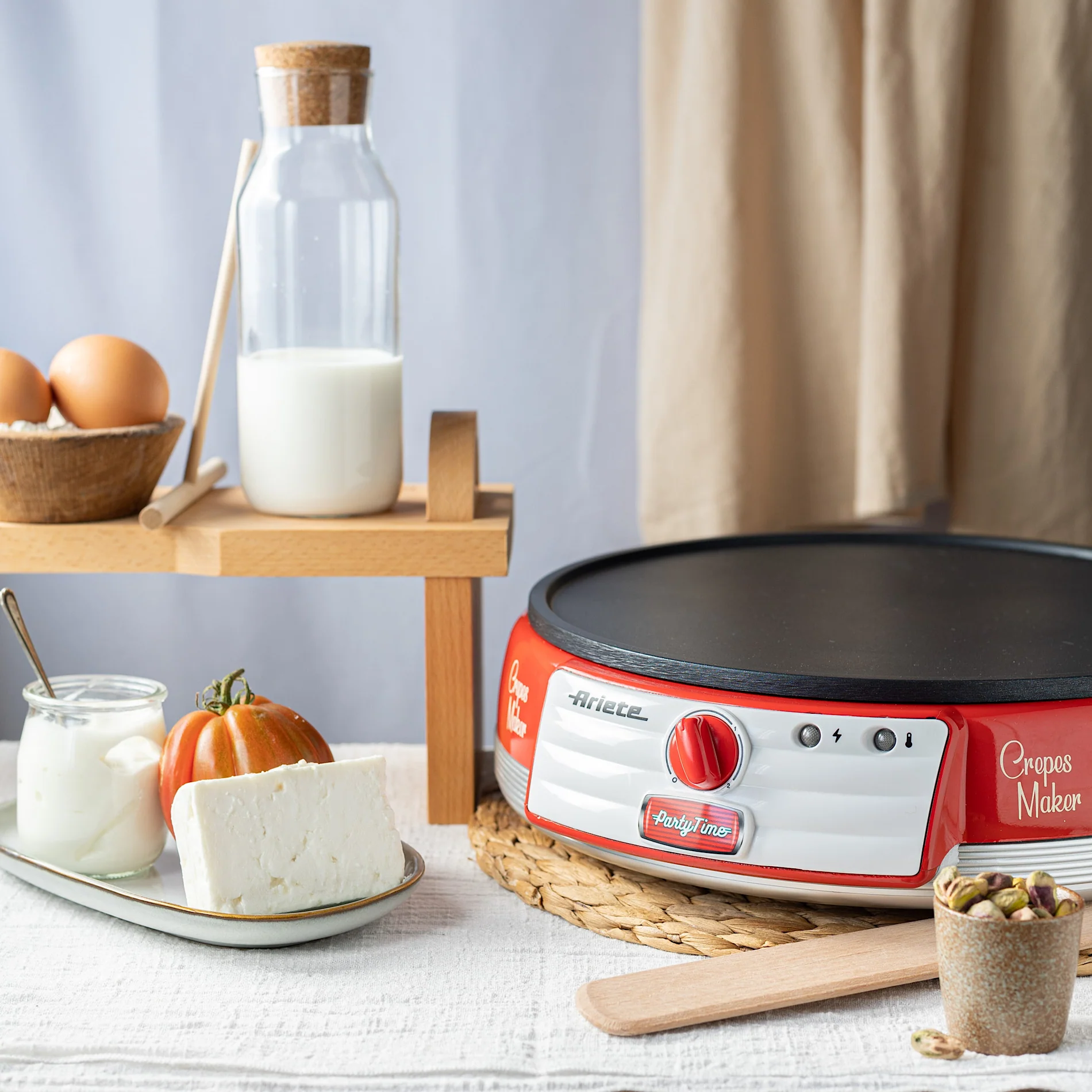 Crepe Maker Machine 1000W Red - Inhomebuy